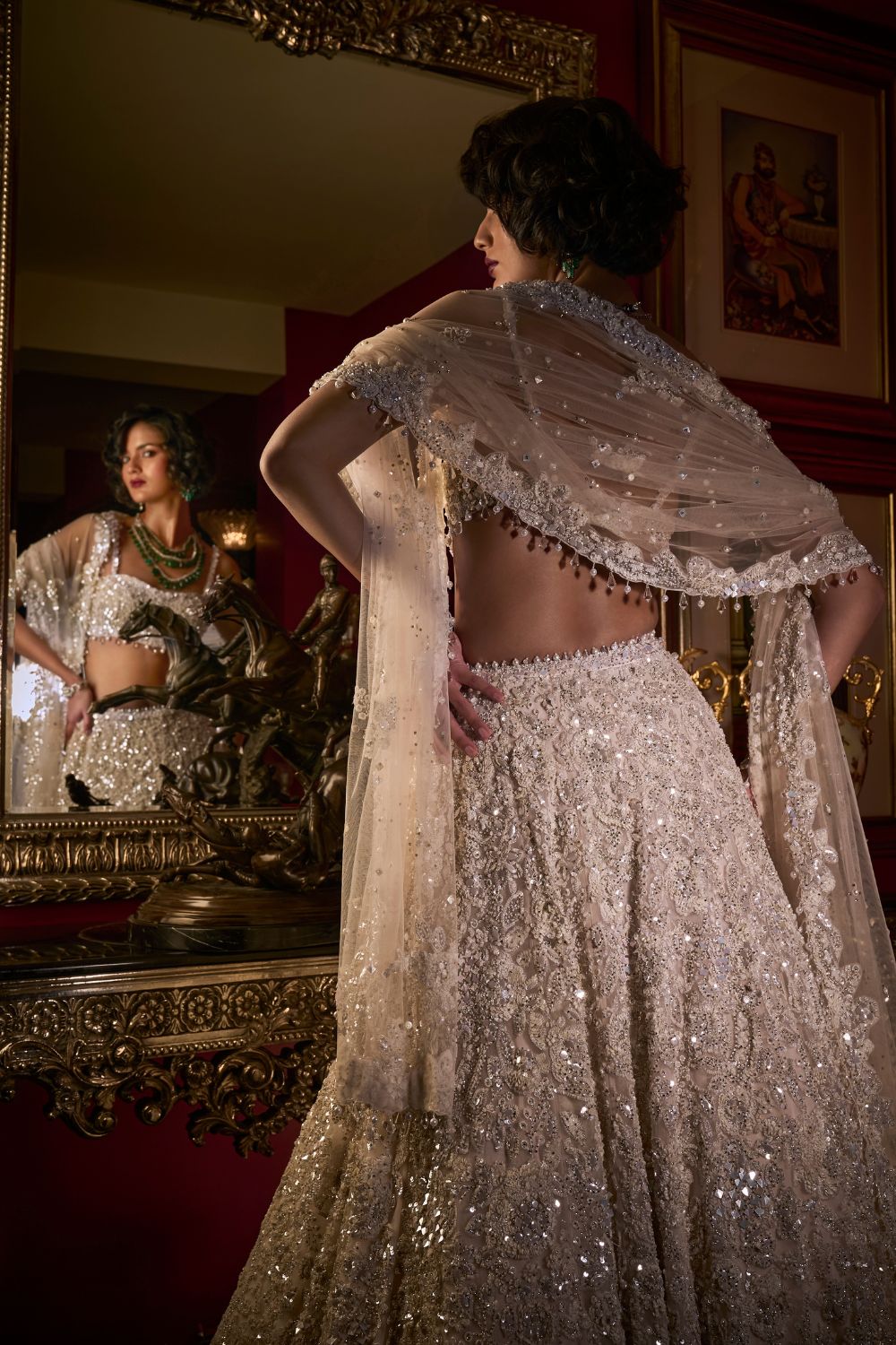 White Sequin Lehenga Set