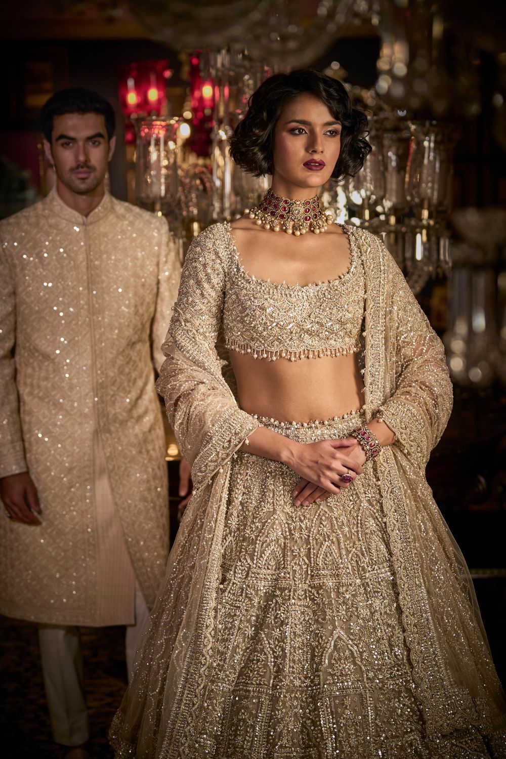 Champagne Pearl Lehenga Set