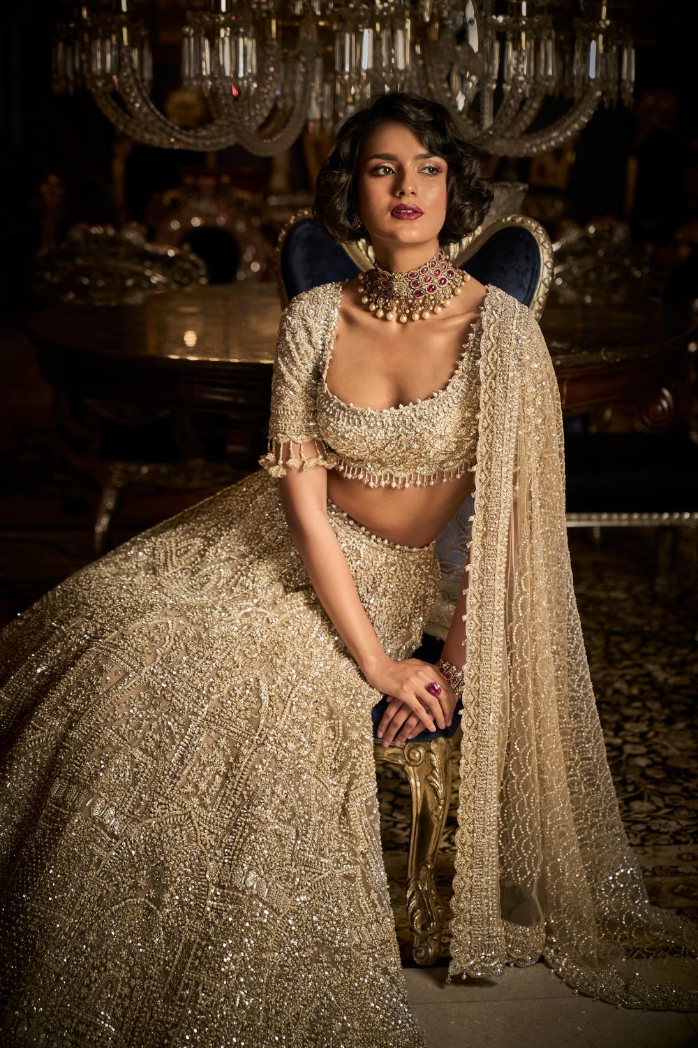 Champagne Pearl Lehenga Set