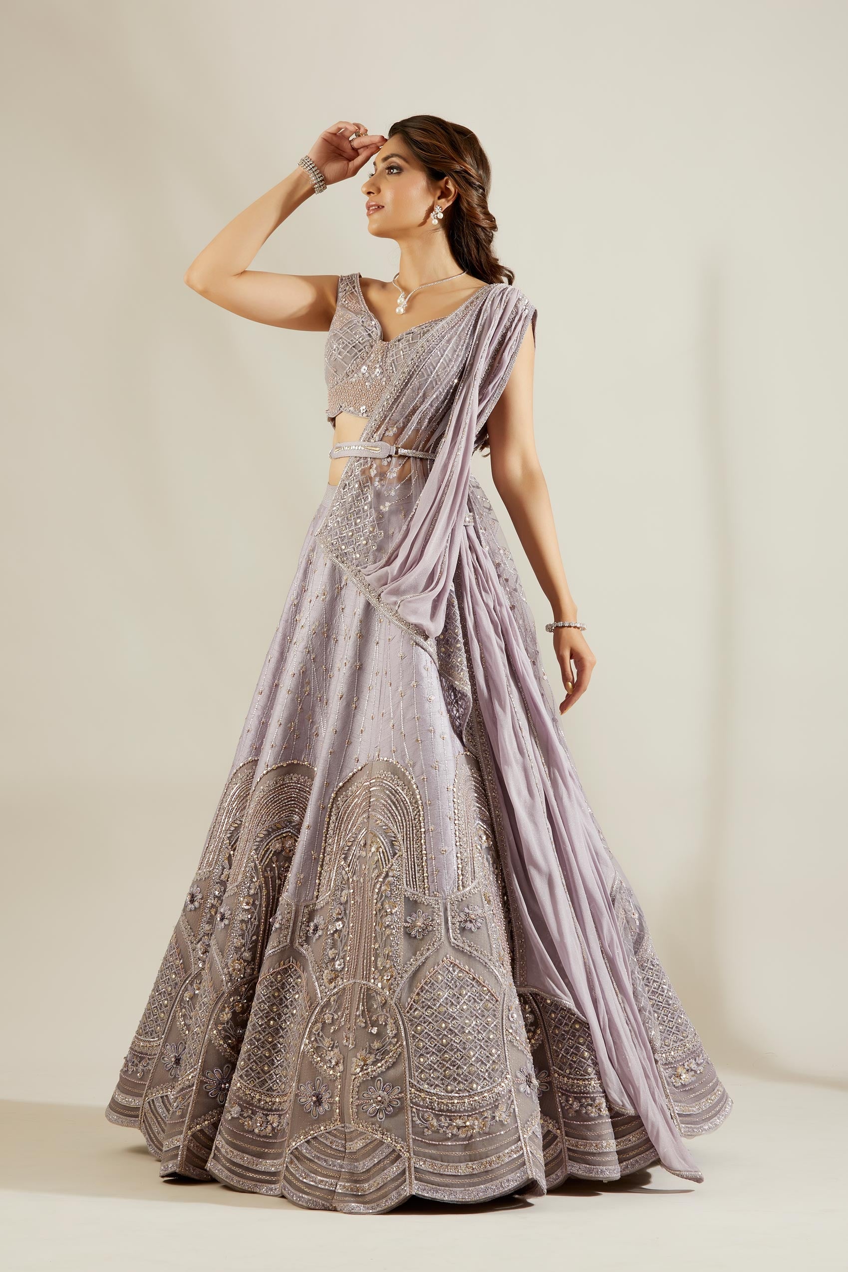 Charlotte Blue Jali Embellished Lehenga