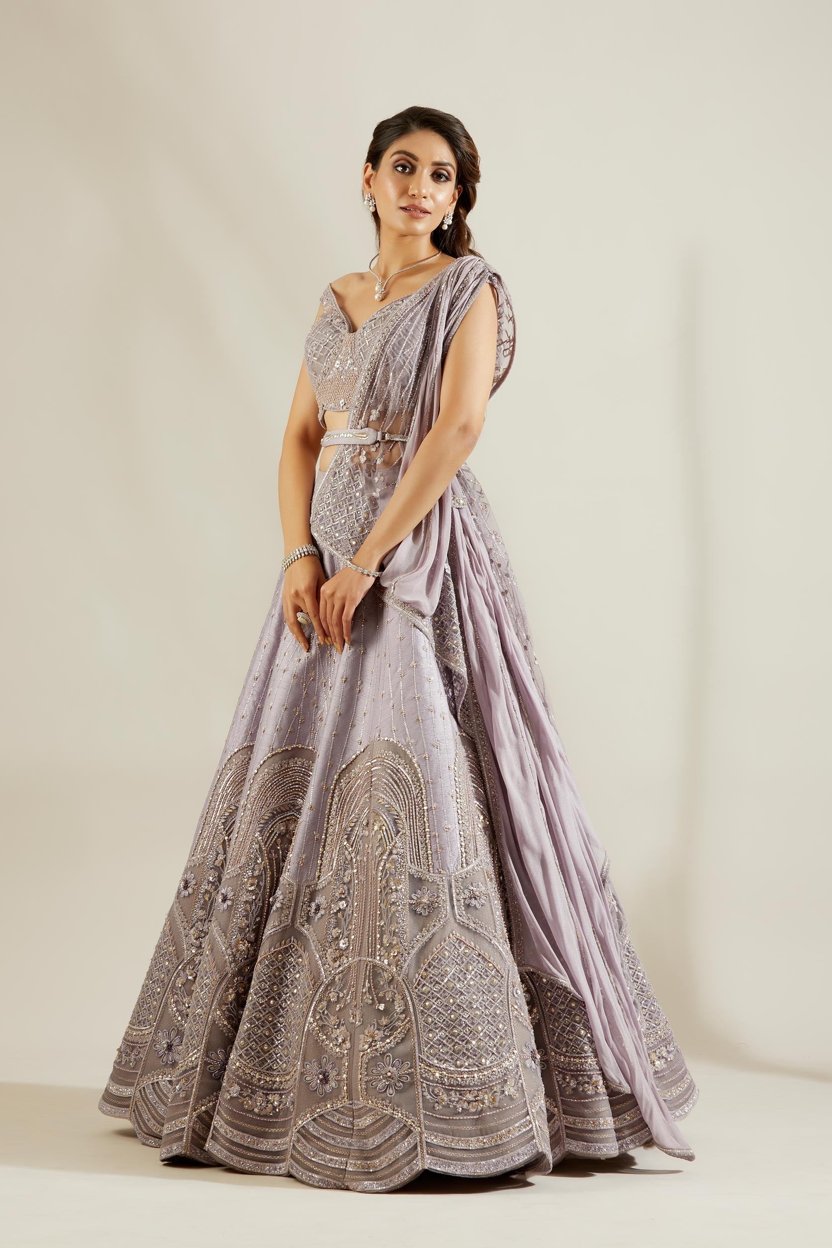 Charlotte Blue Jali Embellished Lehenga