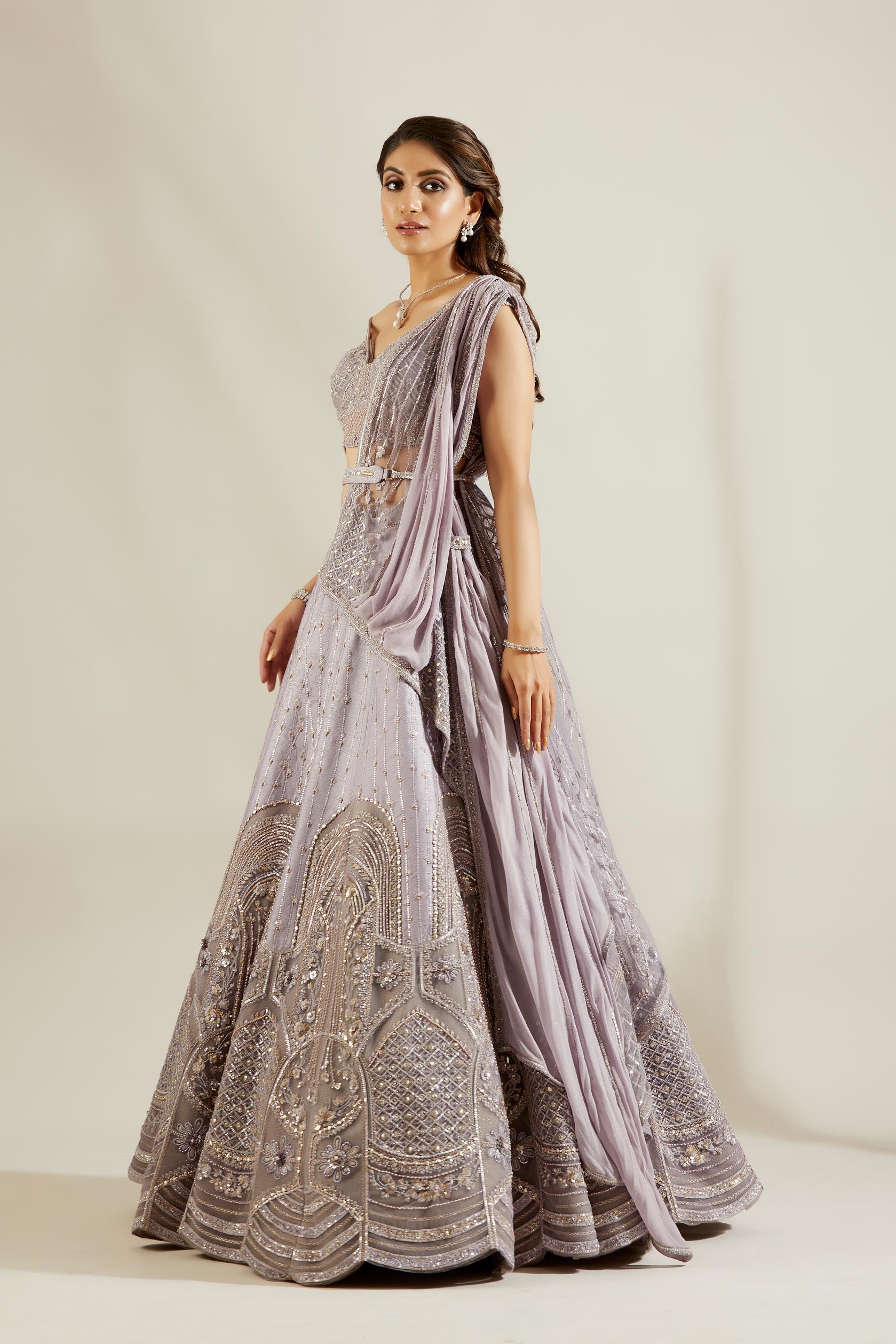 Charlotte Blue Jali Embellished Lehenga