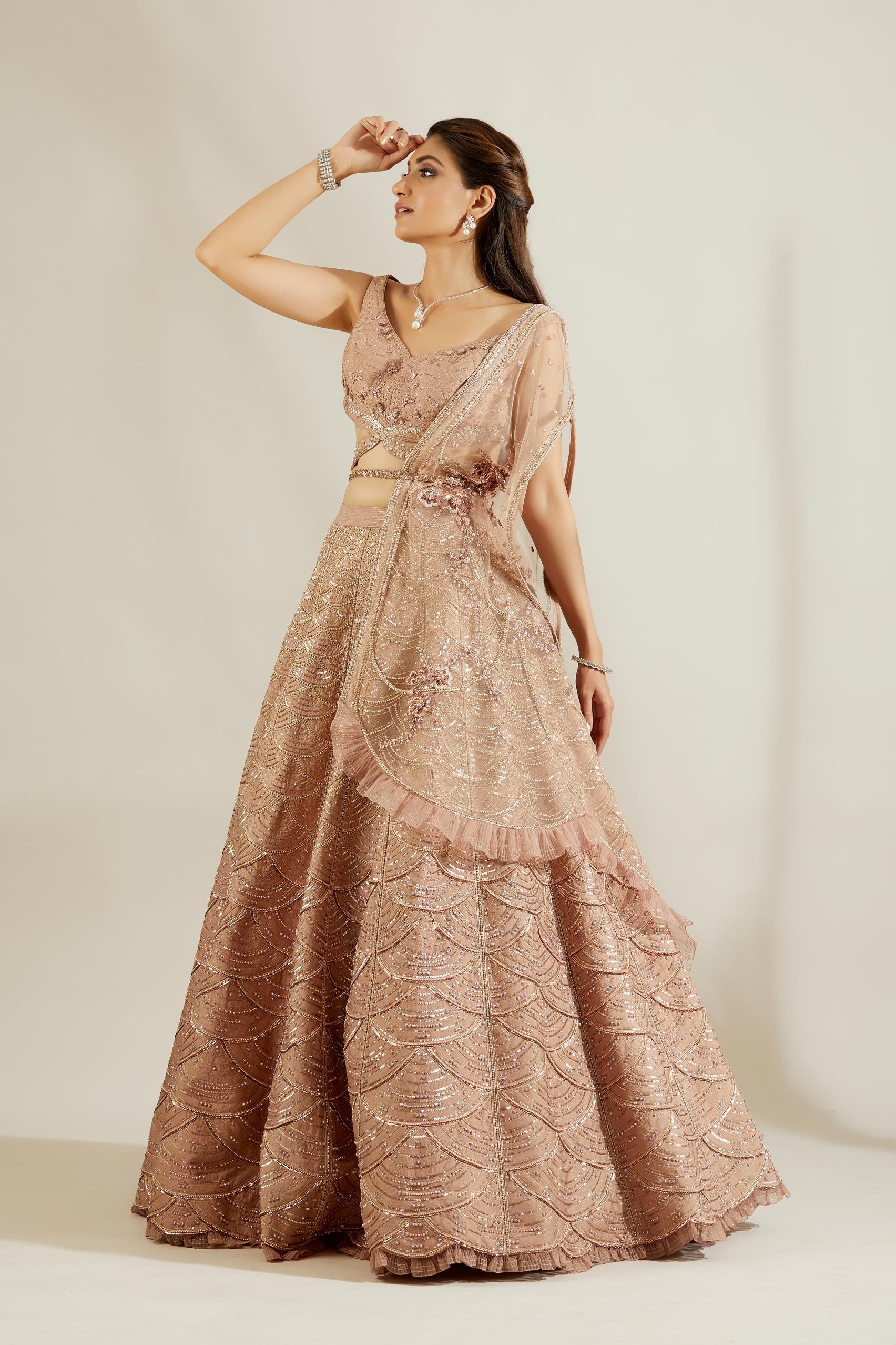 Lavender Pearl Scalloped Lehenga