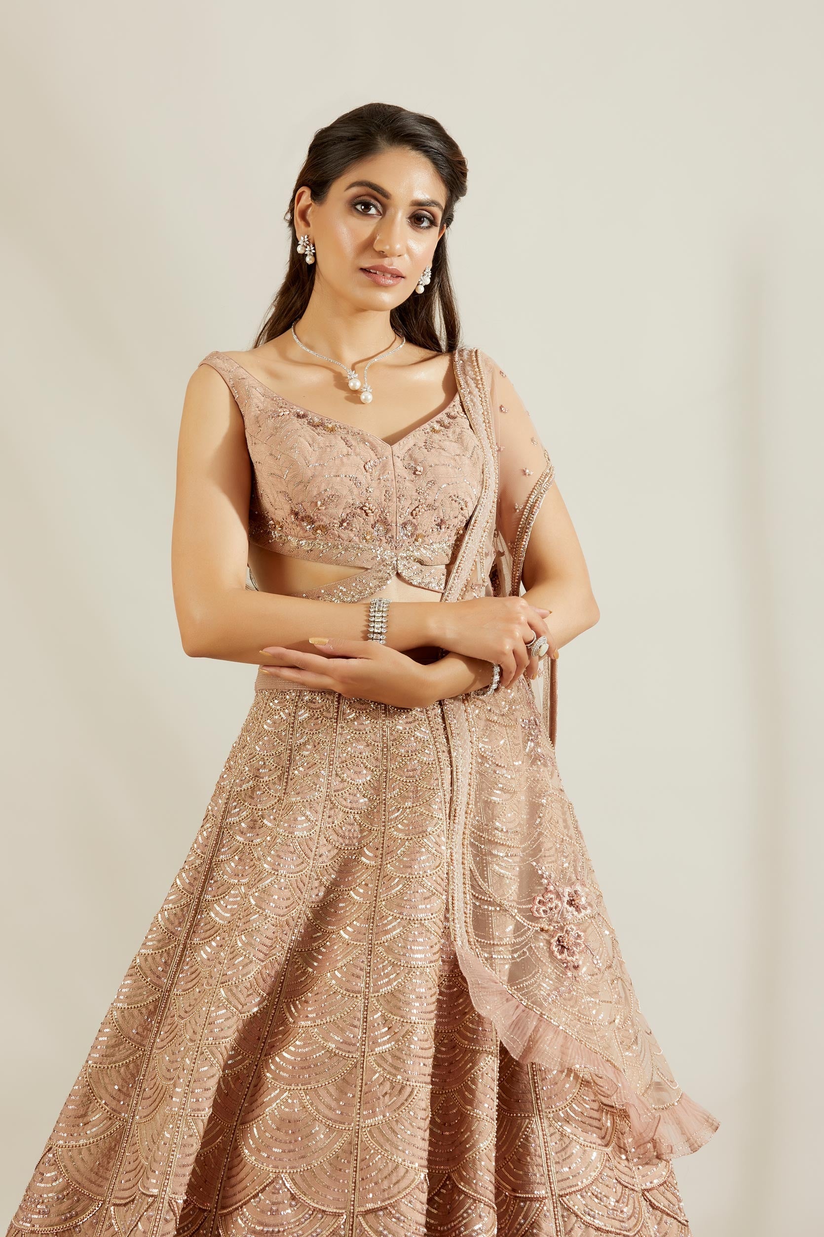 Lavender Pearl Scalloped Lehenga