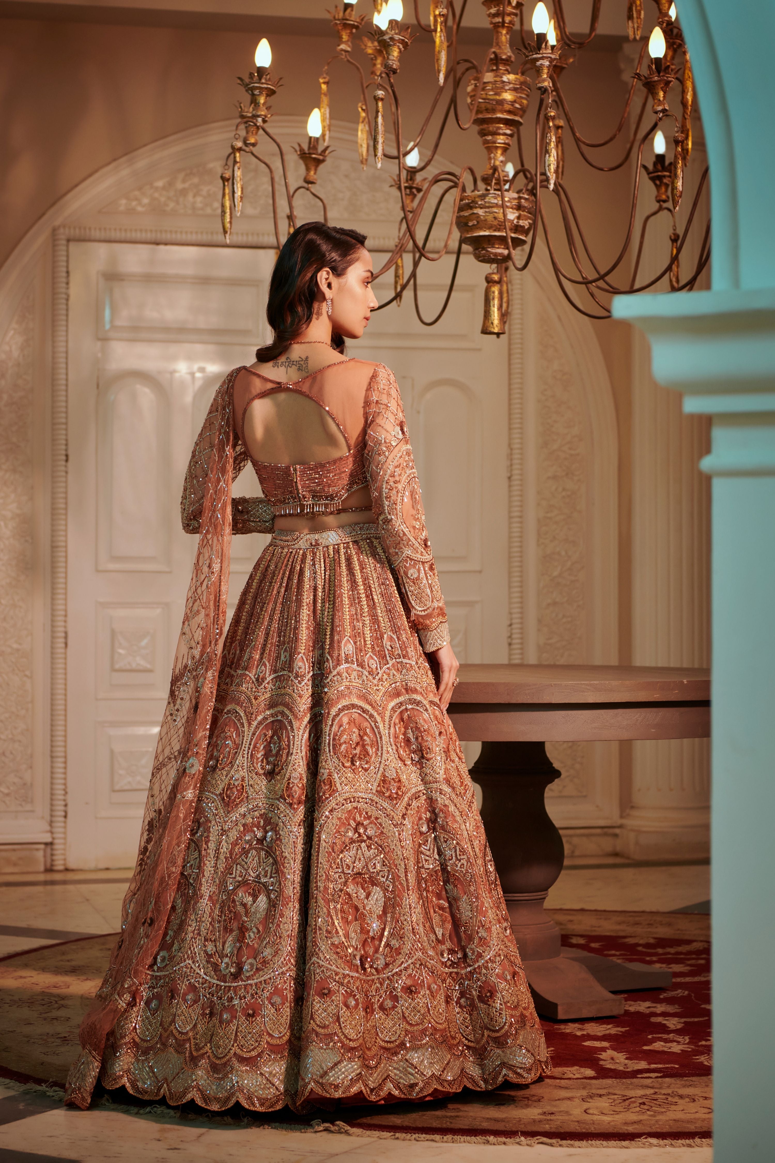 Rust Swan Lehenga