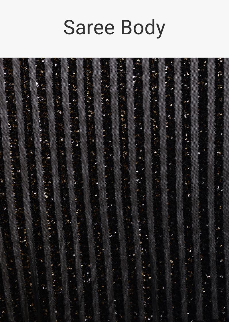 Black Sequins Saree With A Heavily Embroidered Blouse