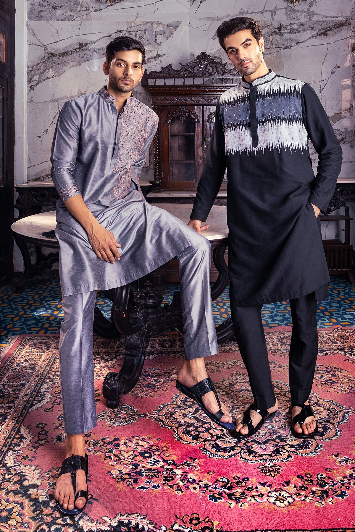 Grey Embroidered Kurta & Pants