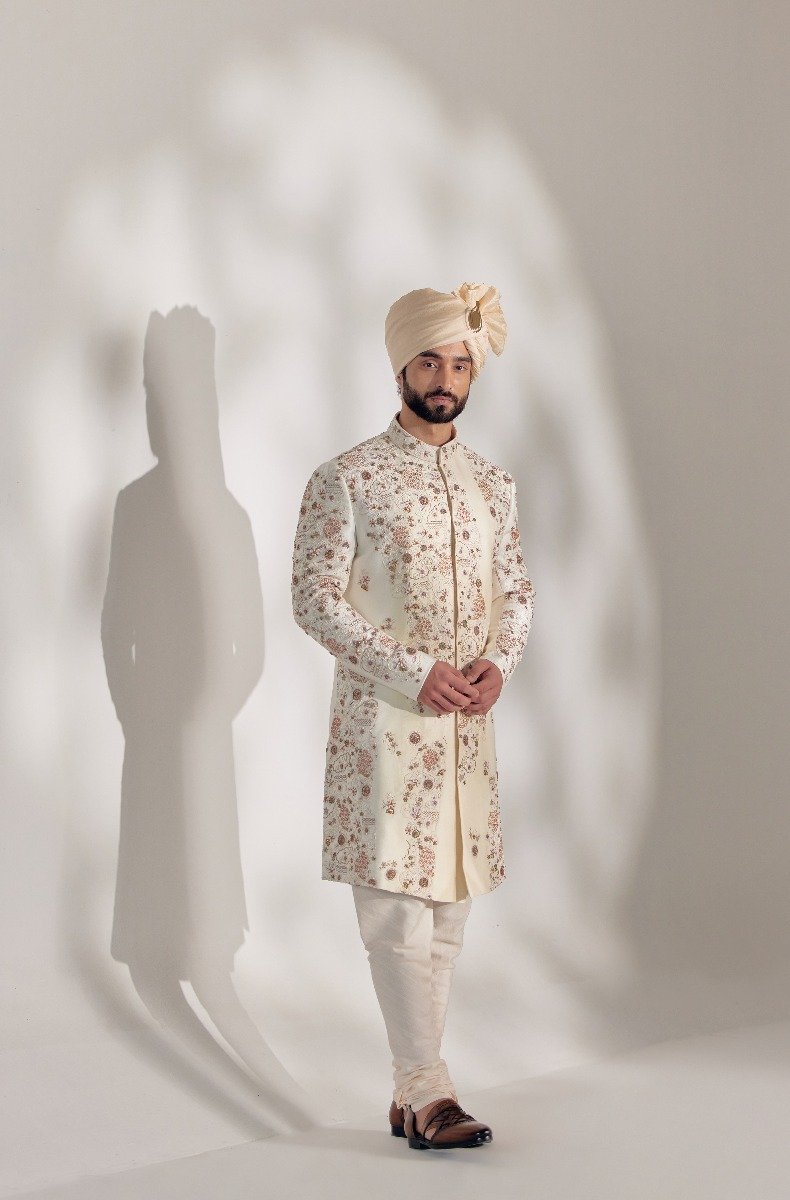 Ivory Ochre Sherwani Set