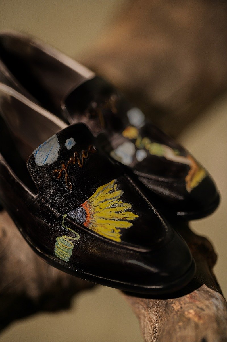 Black Hand-Painted Loafers