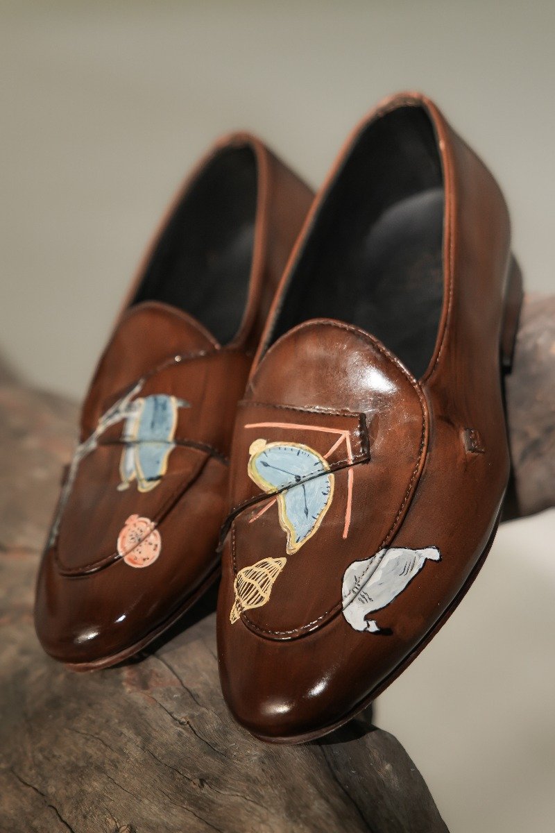 Tan Hand-Painted Loafers