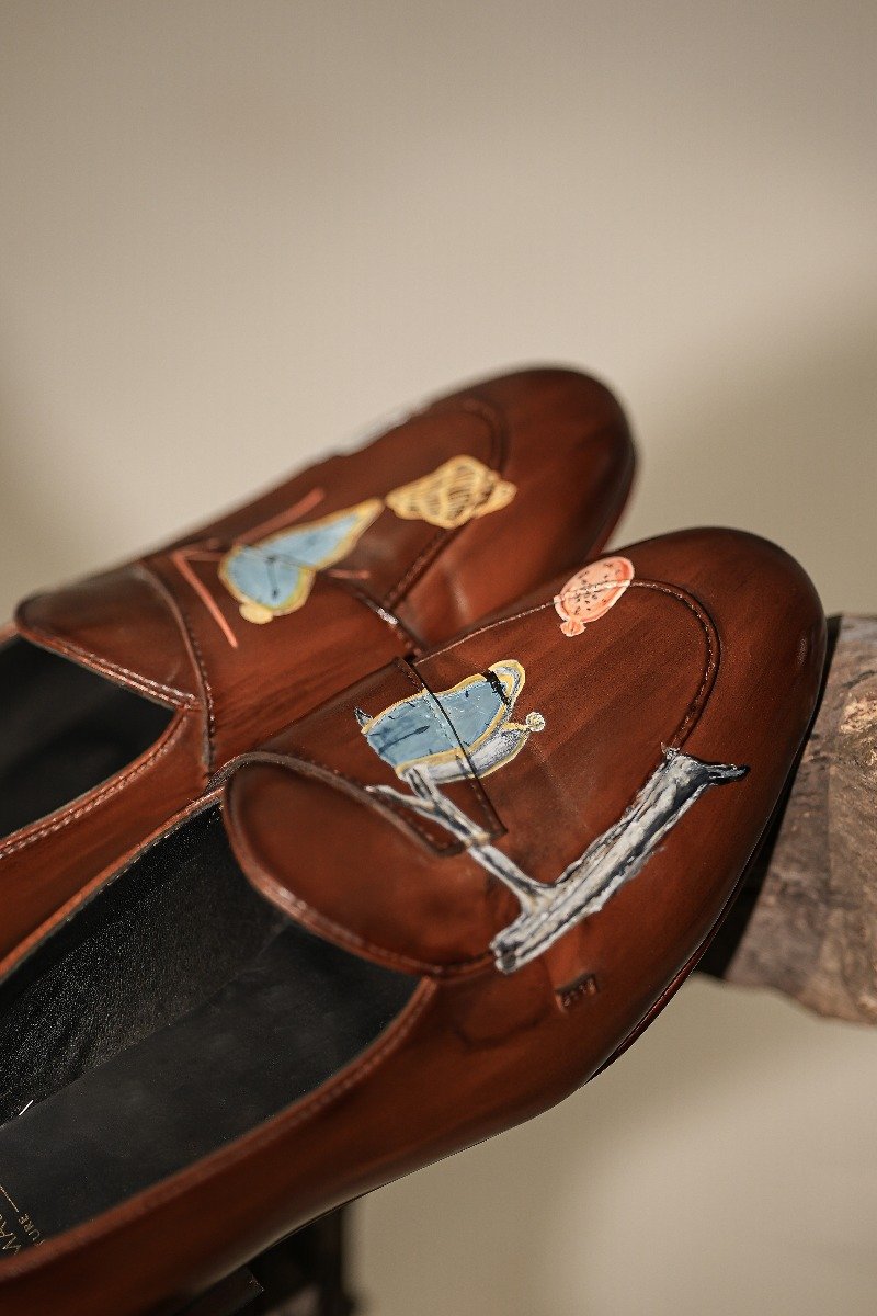 Tan Hand-Painted Loafers