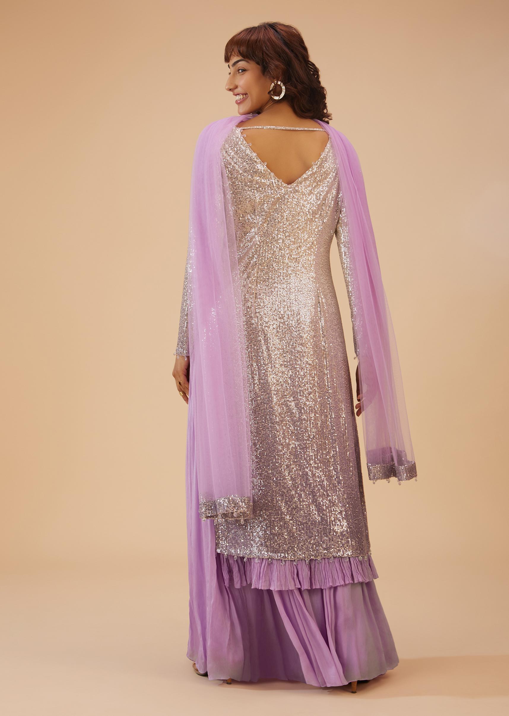 Kalki Fashion,SG114719,Lilac Purple Palazzo Suit Set In Sequin