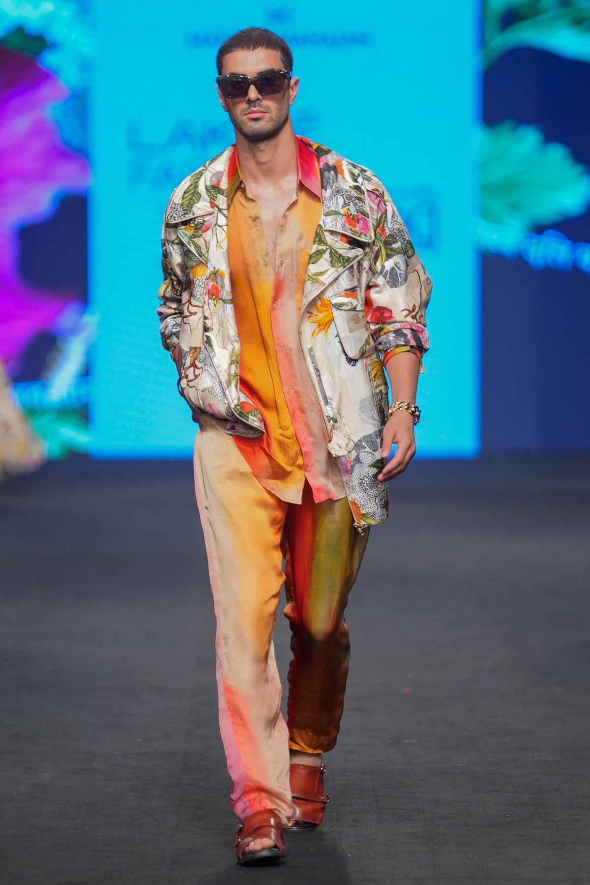 Printed Jacket With Shirt-Pant Set