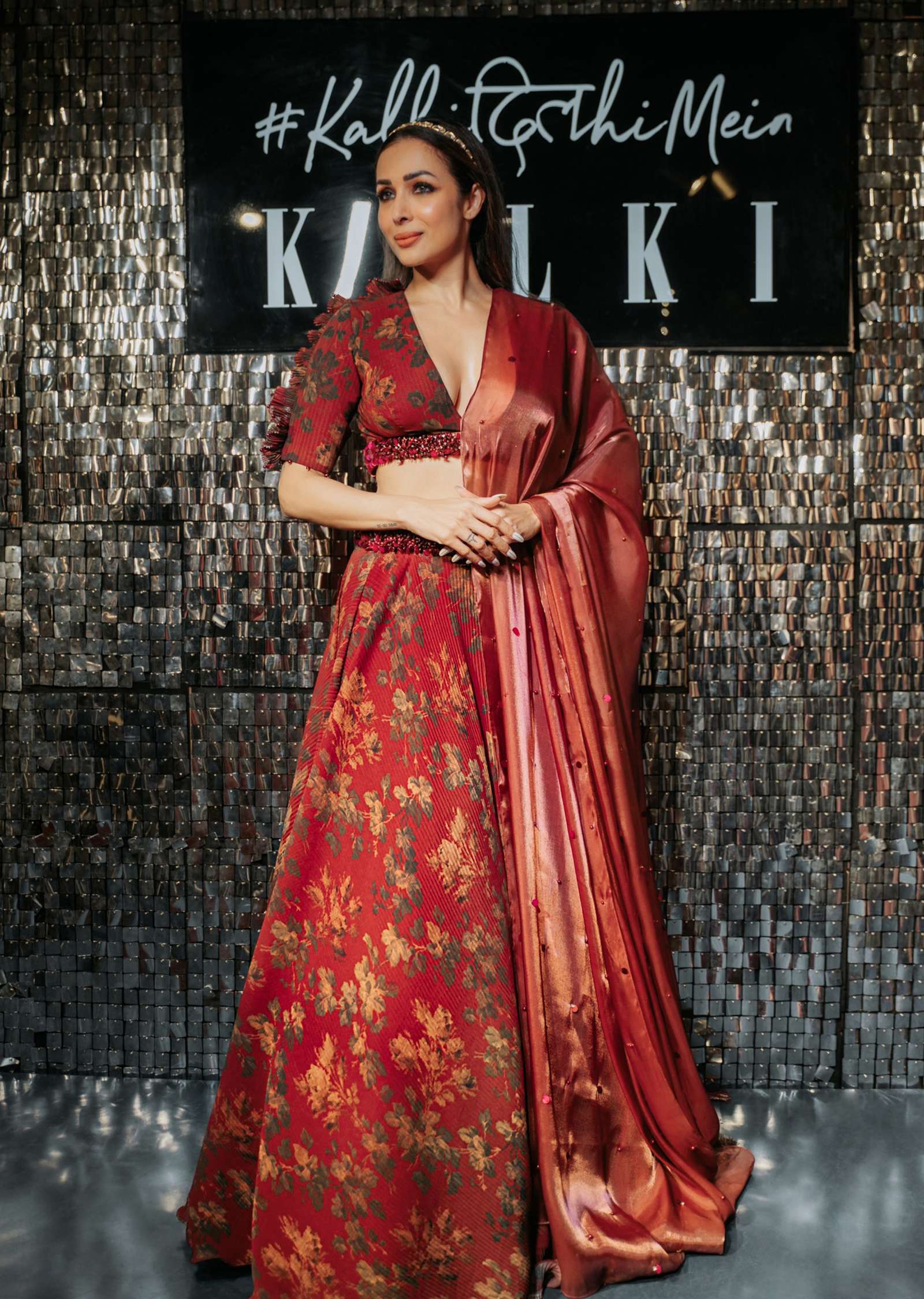 Malaika Arora Slaying In Kalki Blood Red Designer Lehenga In Georgette Roop s Couture
