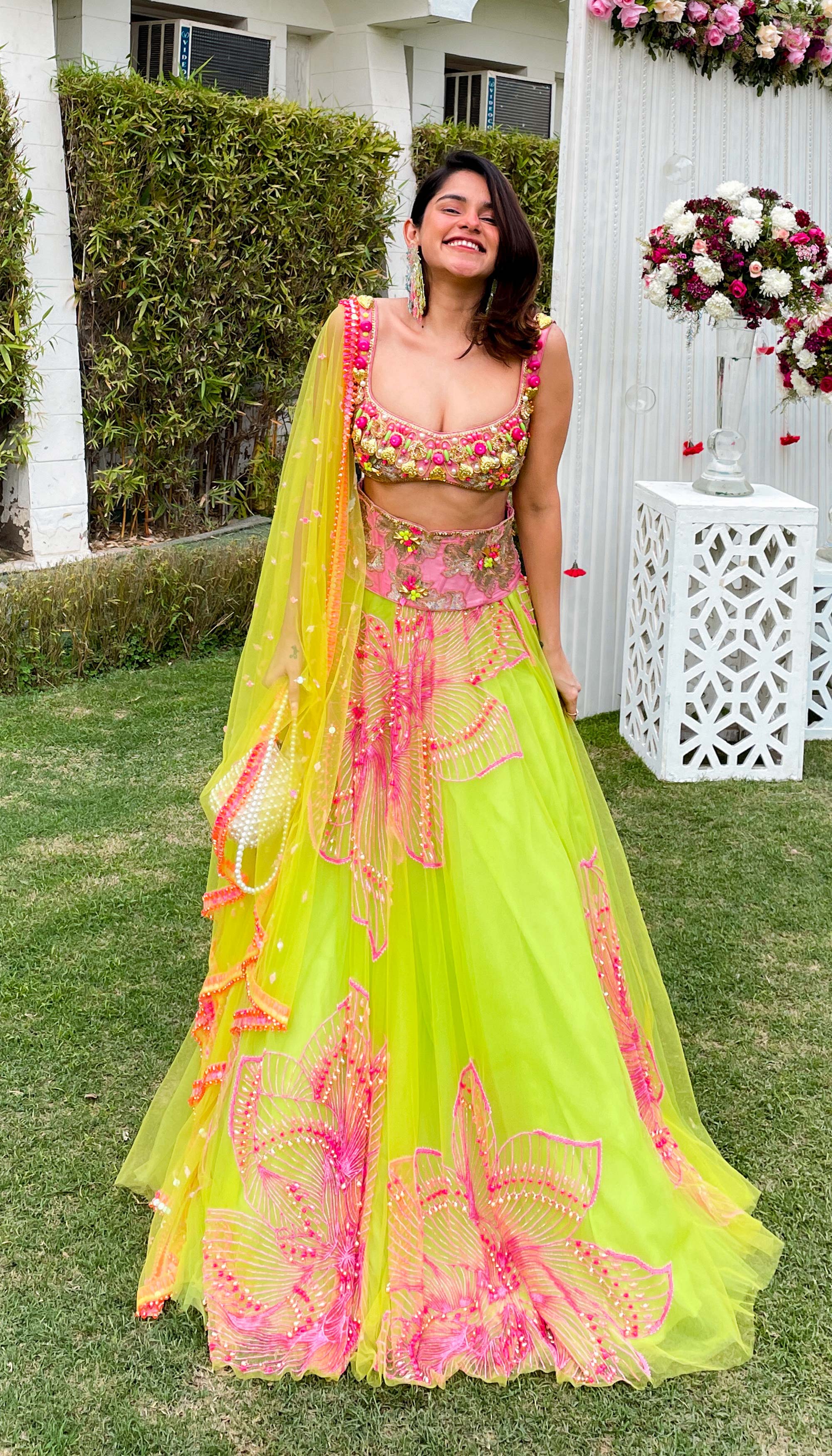 Meghna Kaur - Lime Embellished Lehenga Set