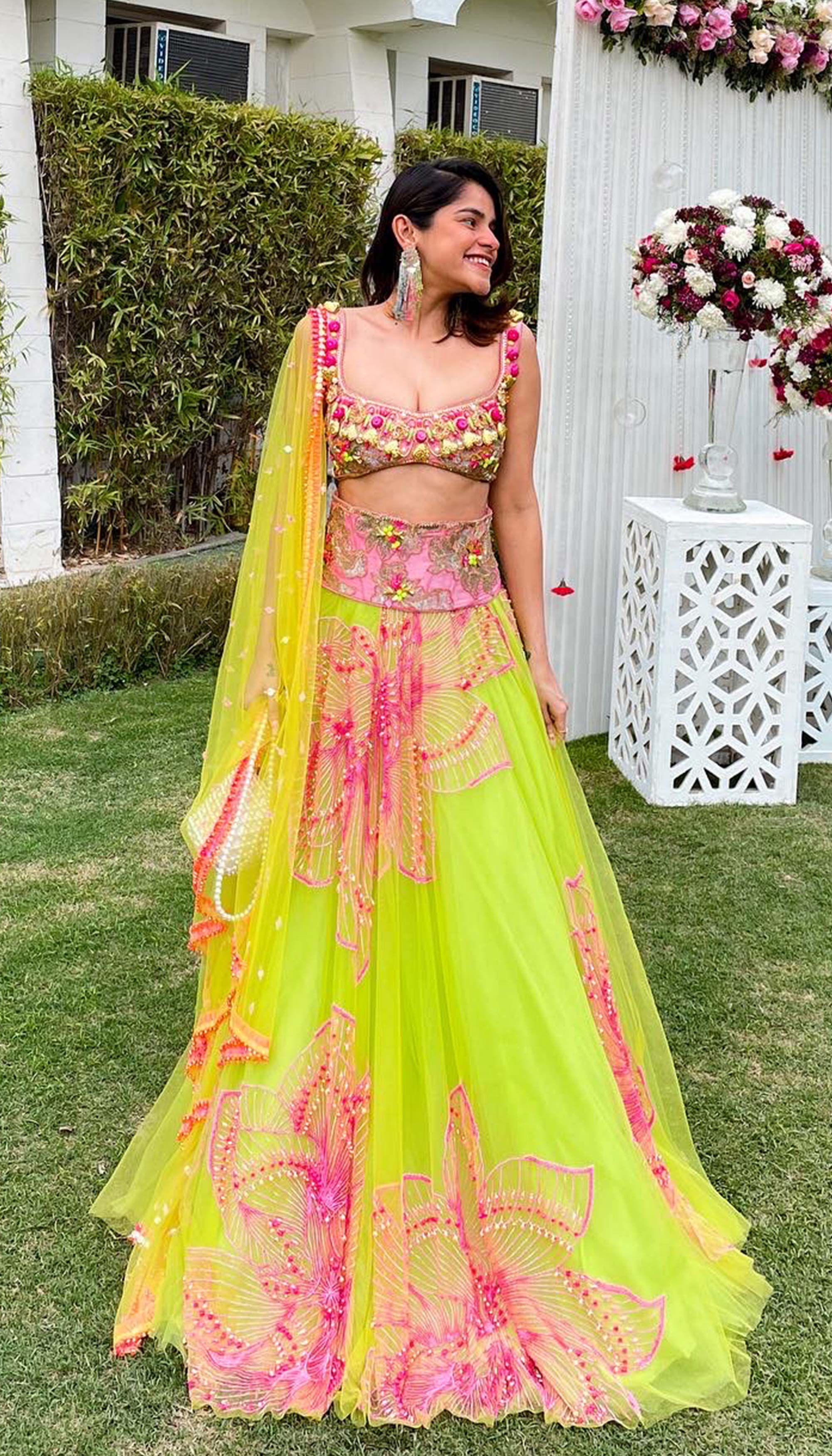 Meghna Kaur - Lime Embellished Lehenga Set