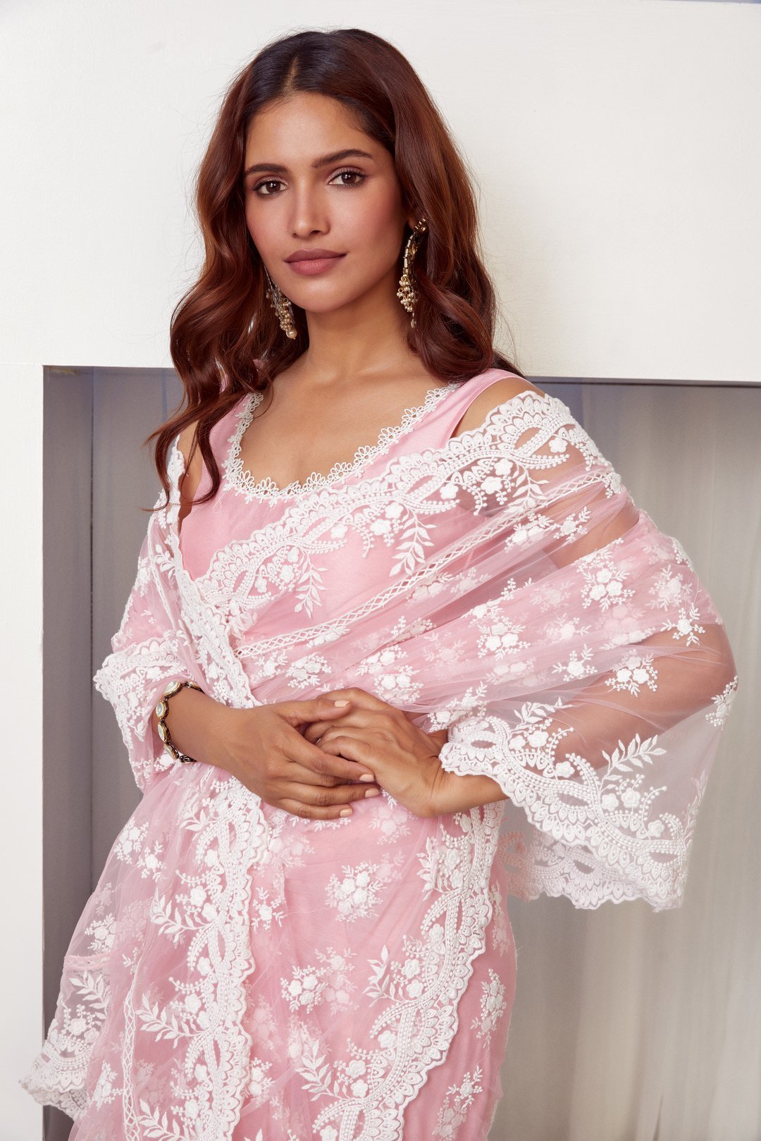 Mulmul Allure Net Pink Saree