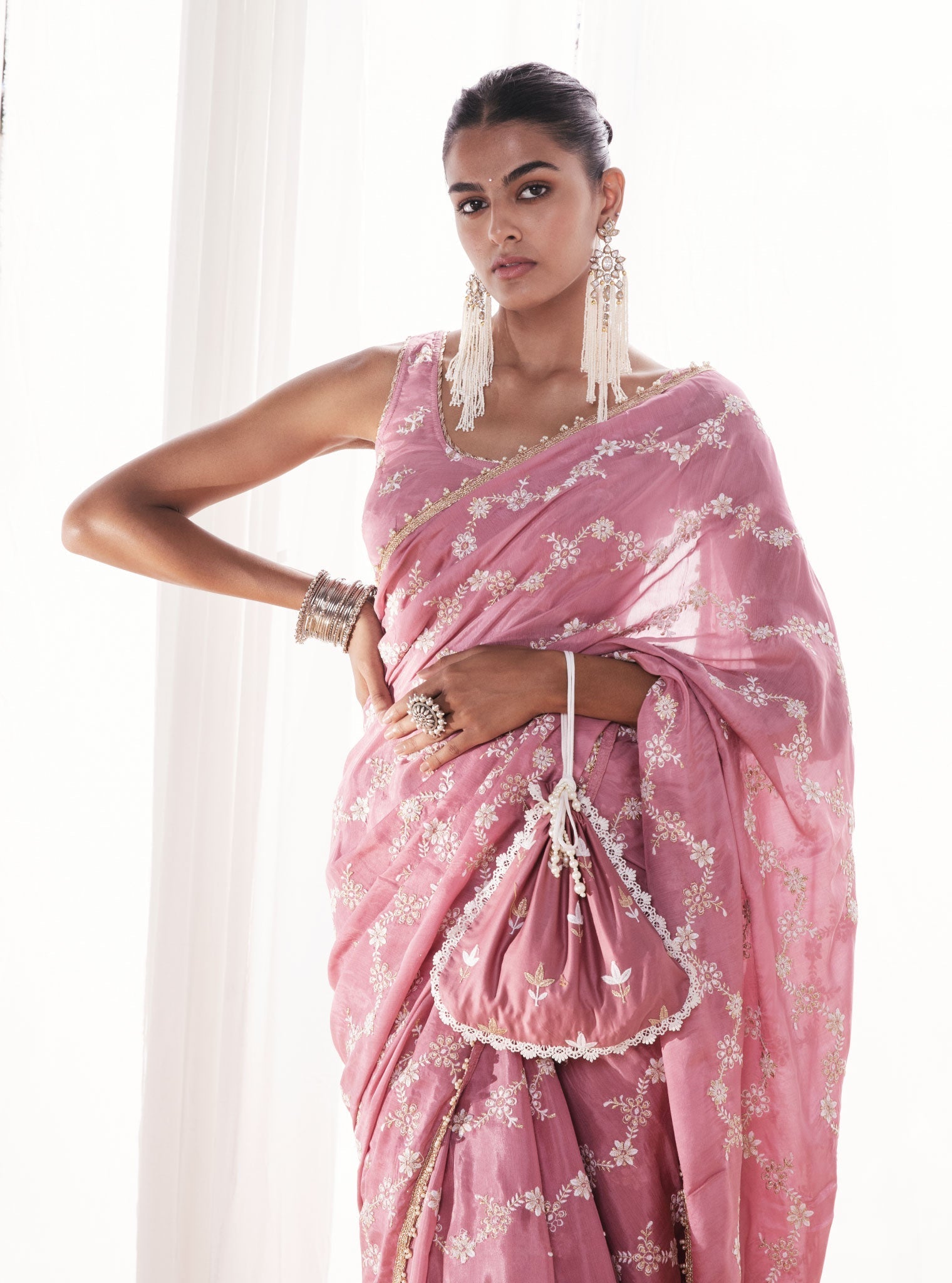 Mulmul Japanese Silk Pelling Mauve Saree