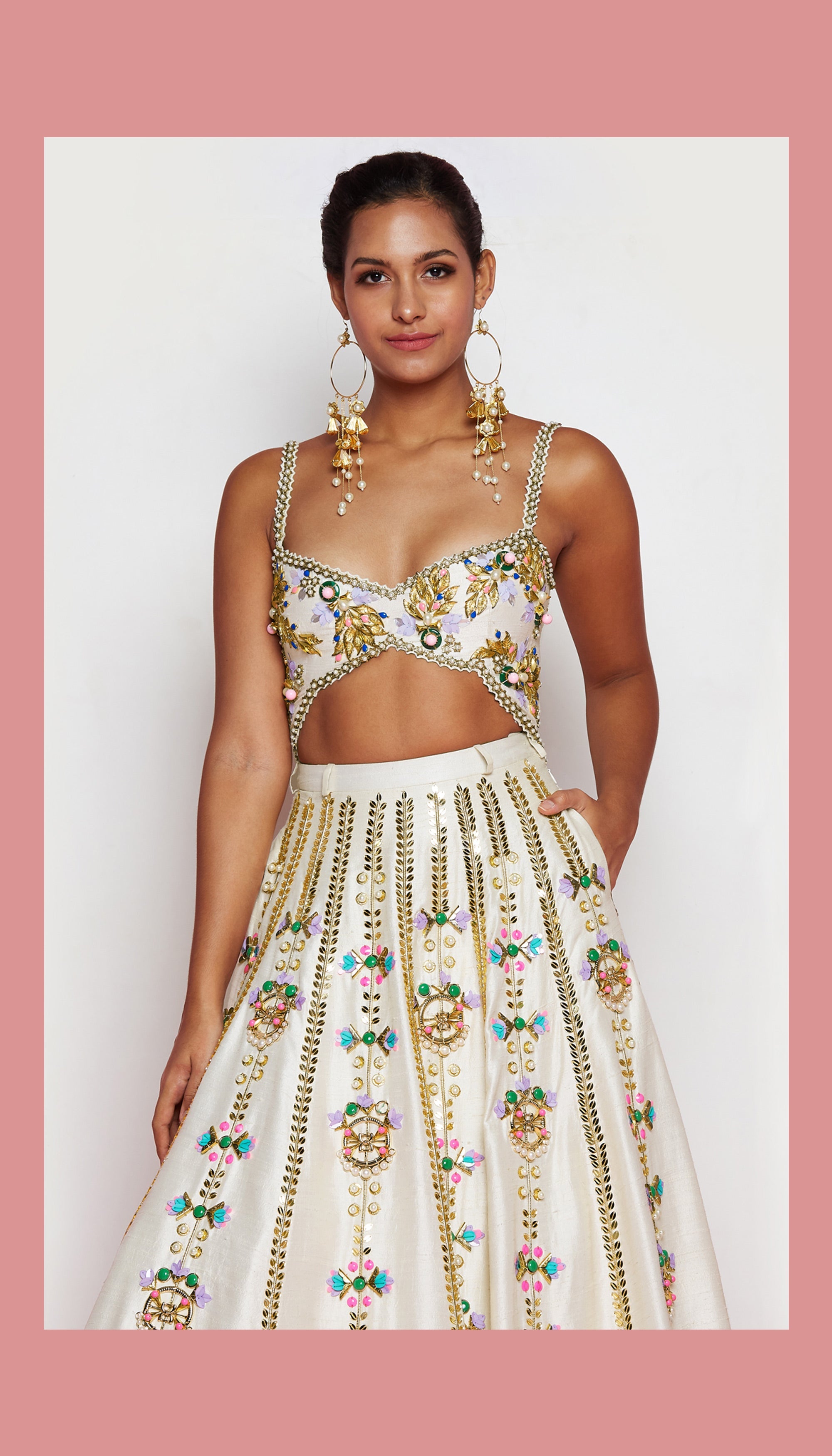 Pieris - Ivory Embellished Half Lehenga Set