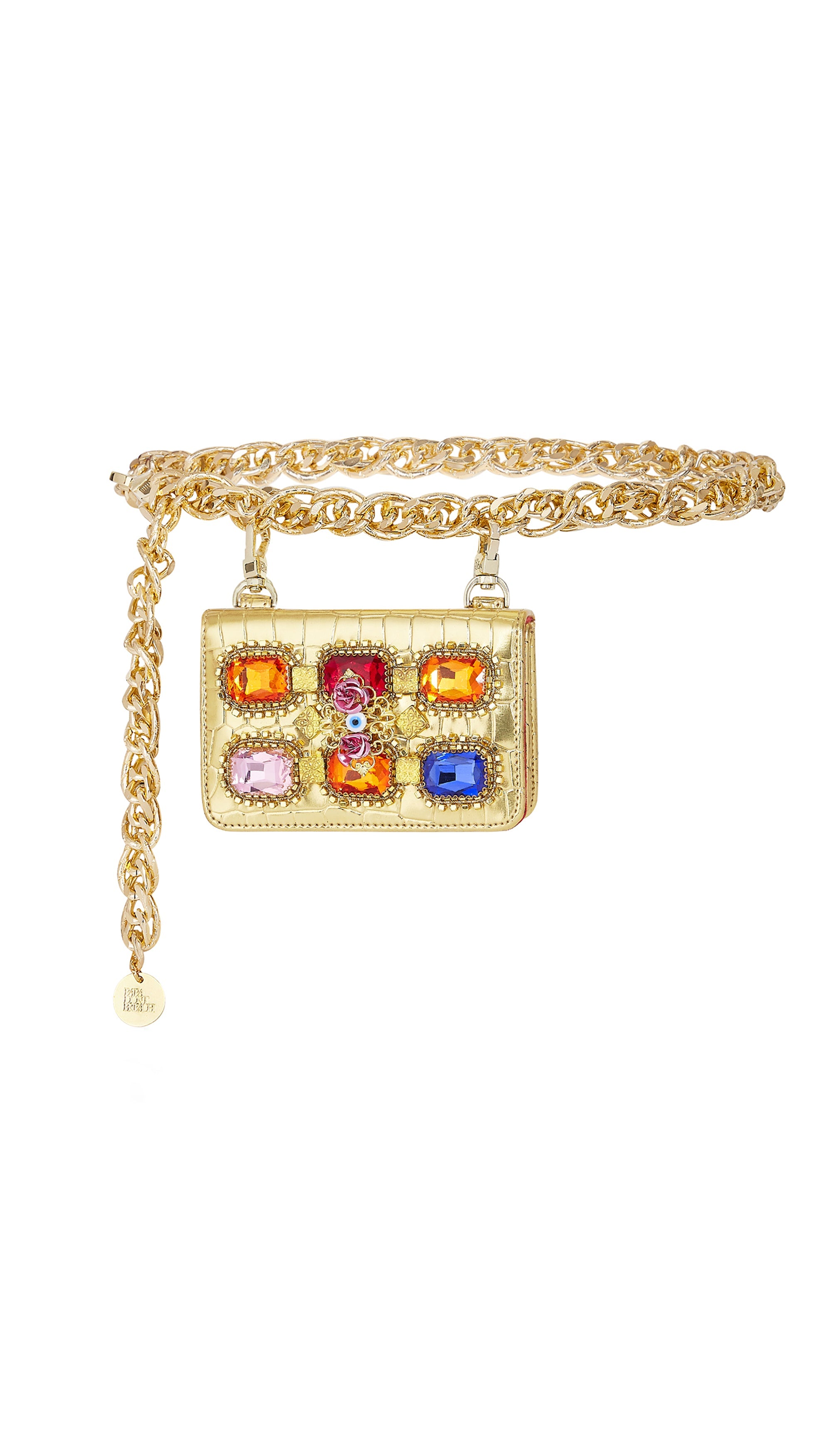 Bejewelled Gold Chain-Link Belt Bag