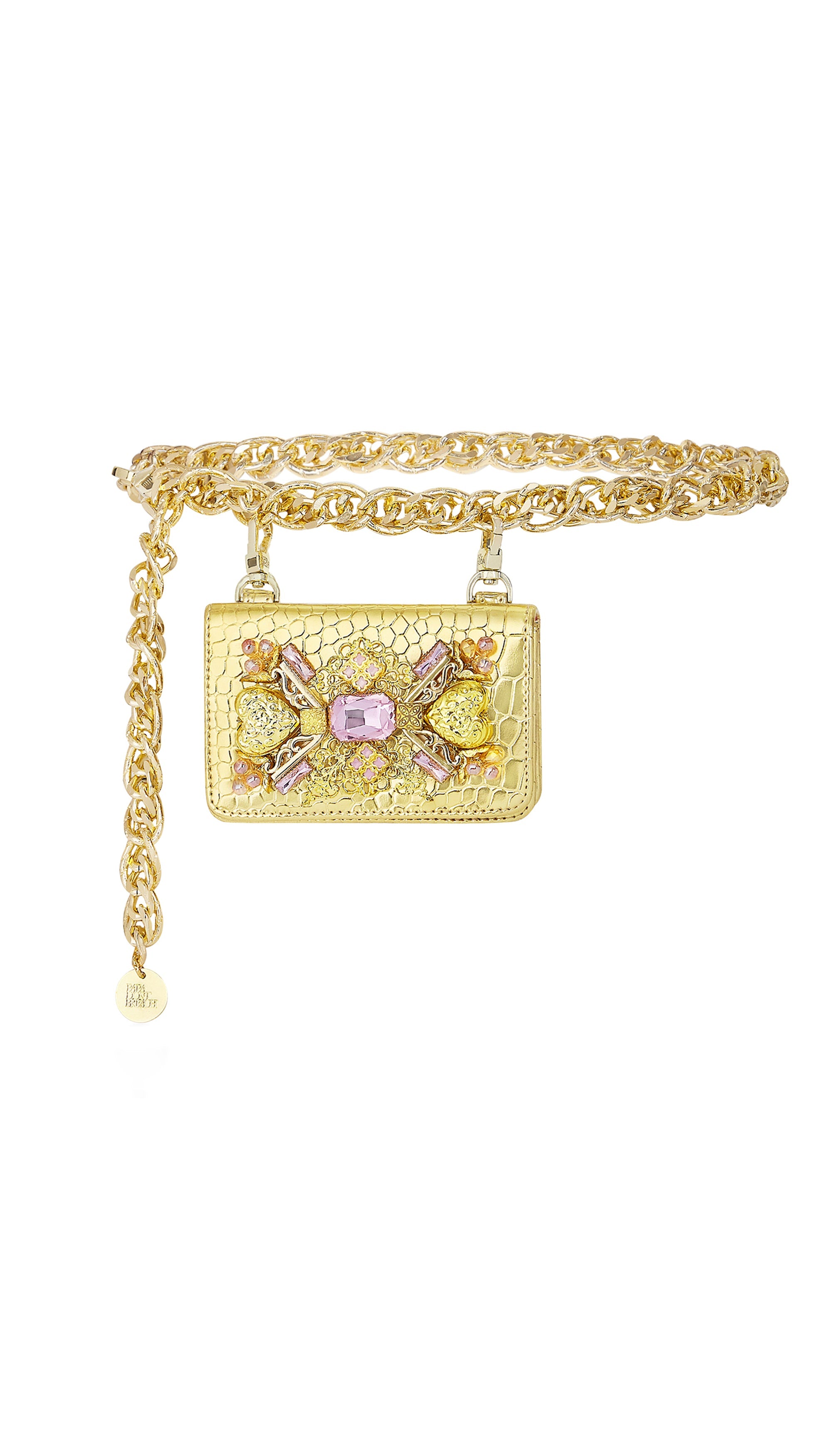 Luxe Gold Chain-Link Embellished Belt Bag