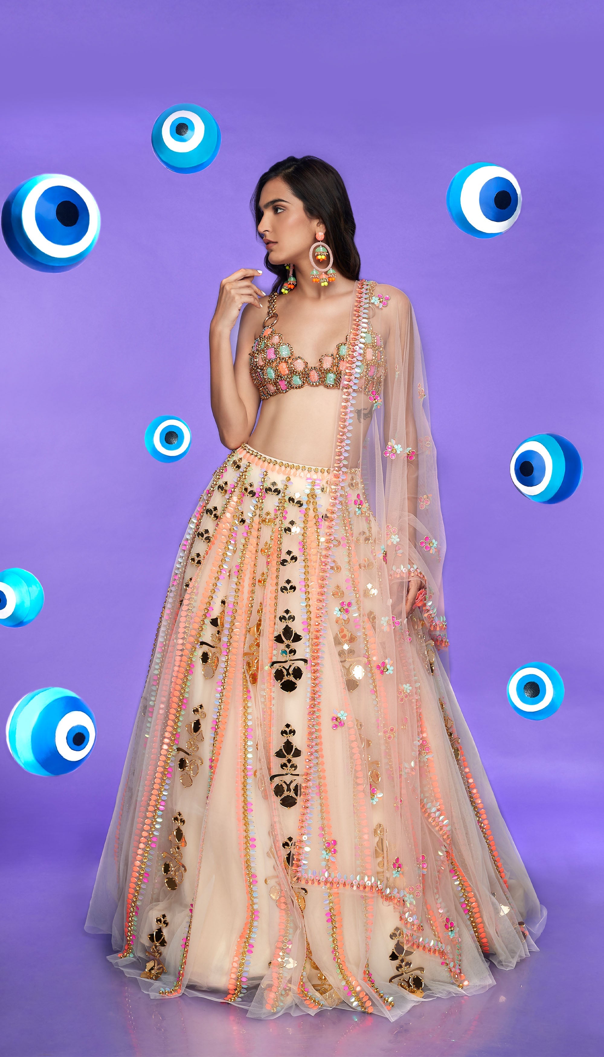 Sparkle Me Fun - Ivory Embellished Full Lehenga Set