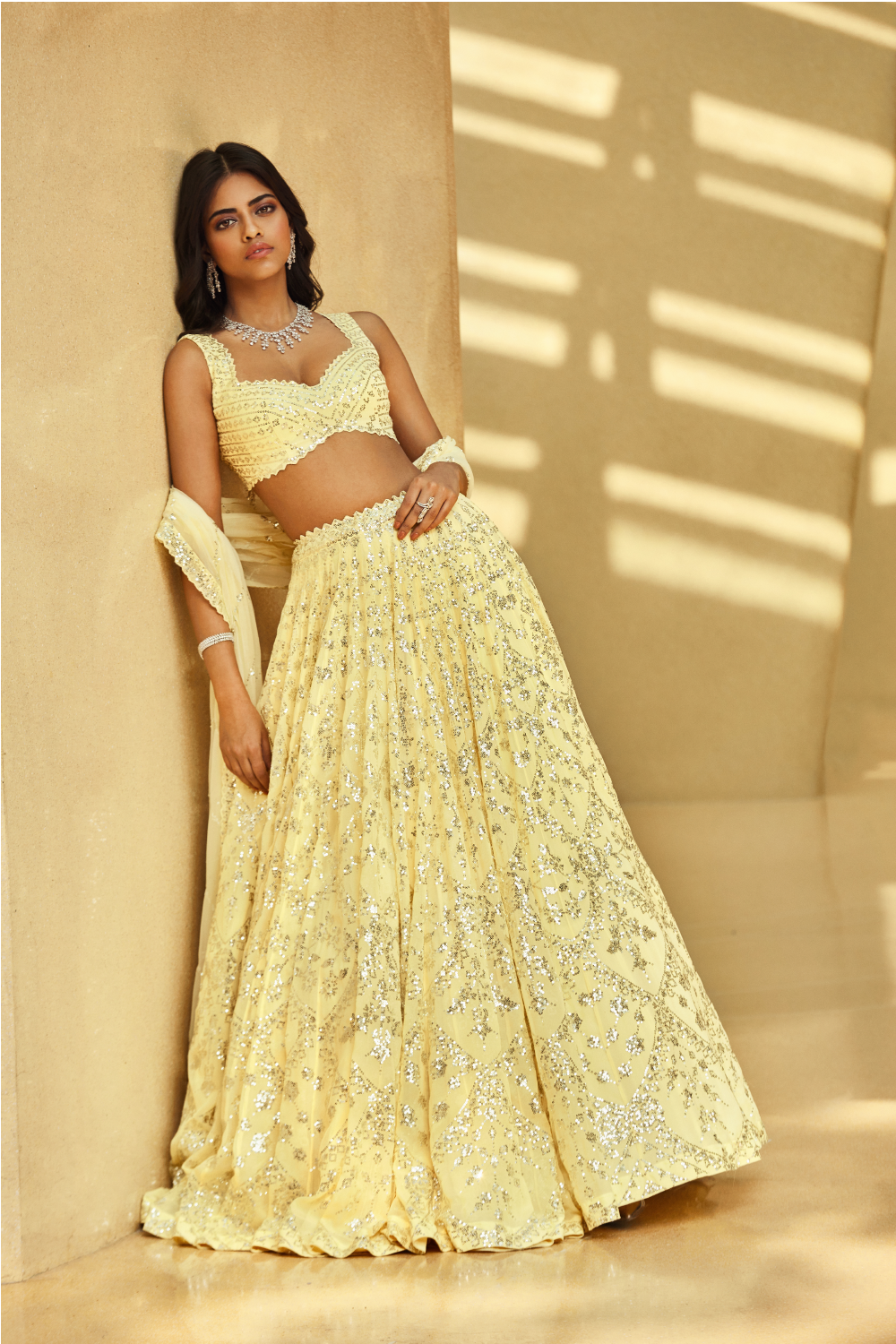 Madhuri Dixit In Yellow Multi-Tiered Lehenga Set