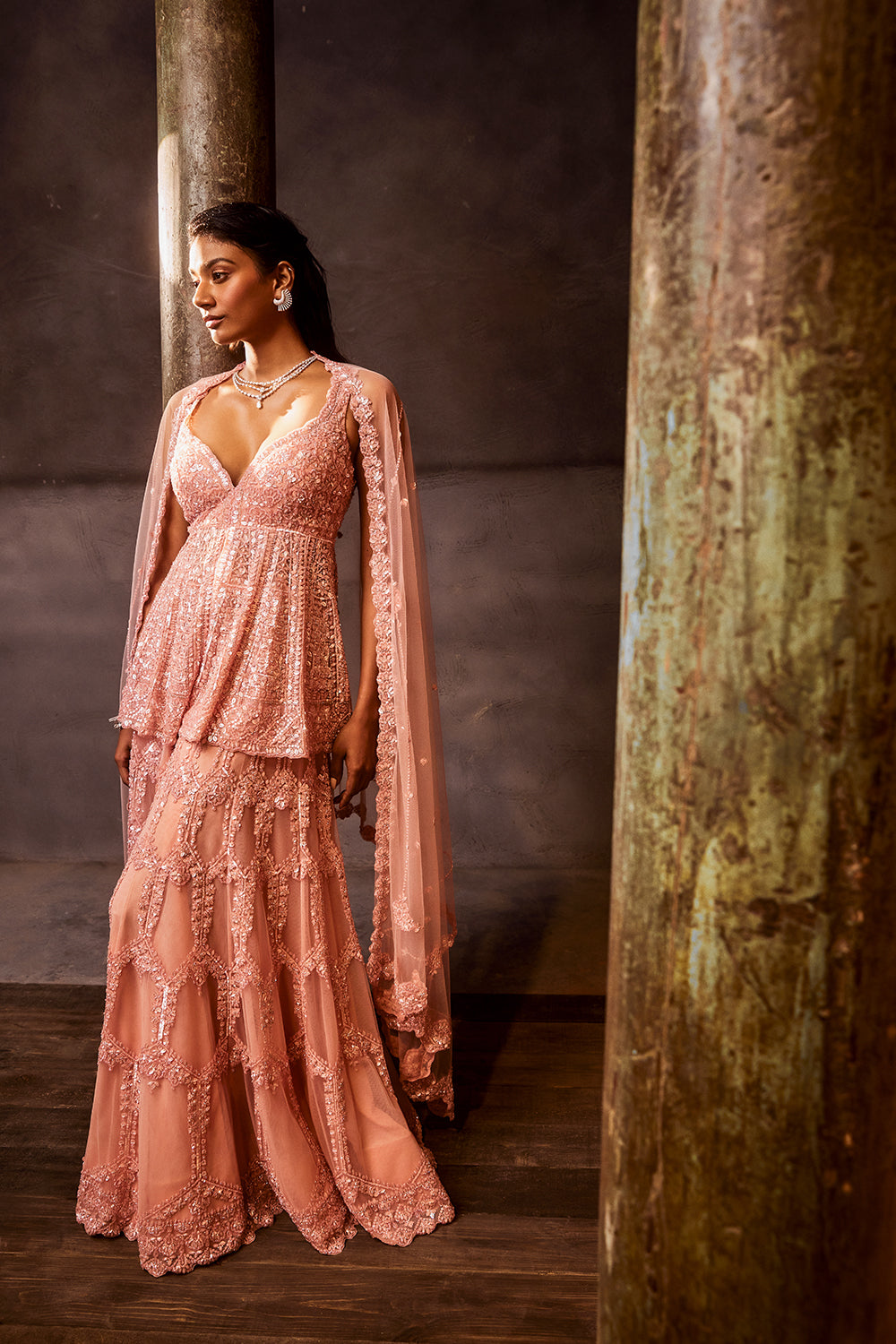 Mrunal Thakur In Rose Pink Sequin Sharara Set