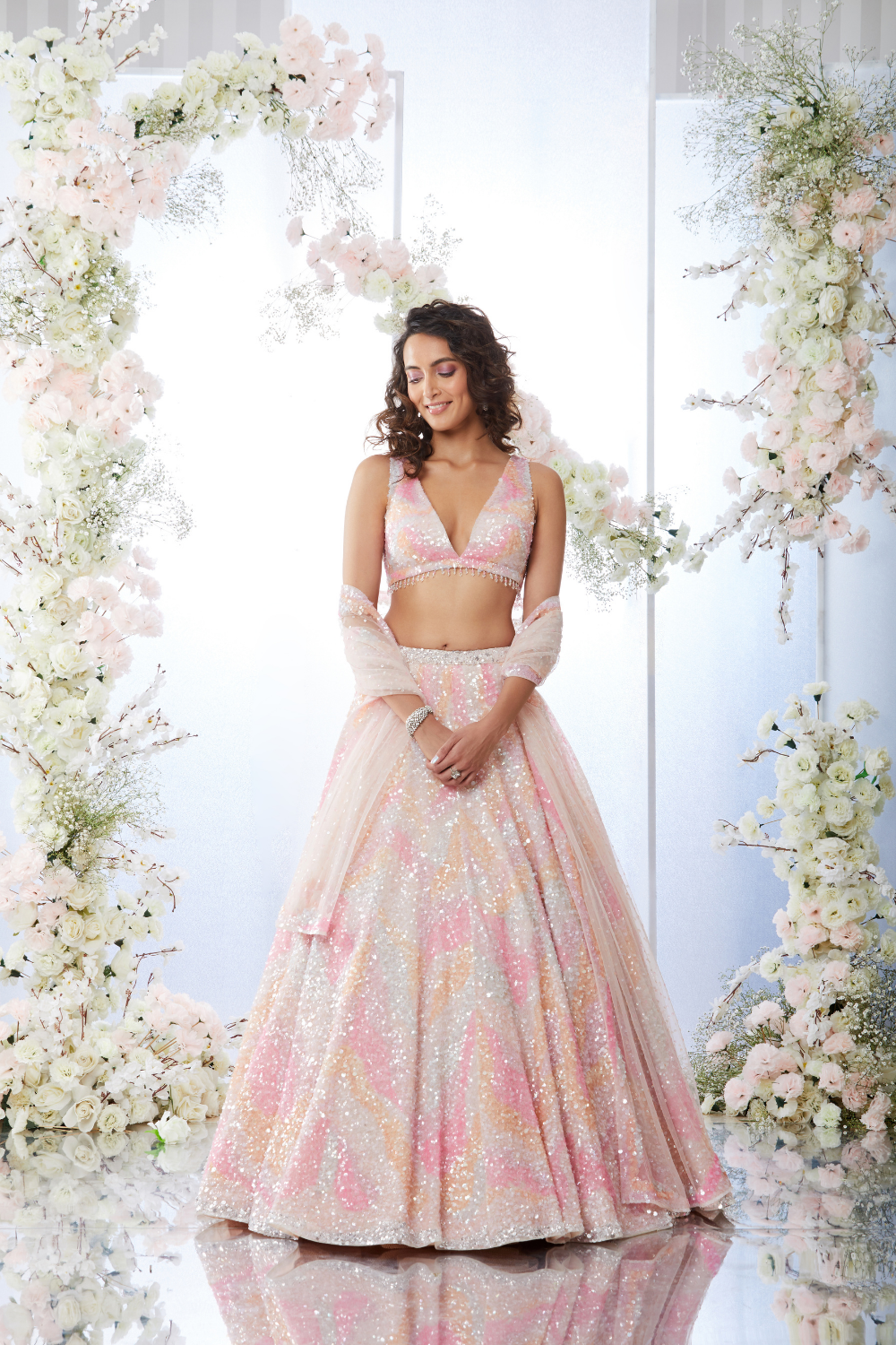 Nushrratt Bharuccha In Candy Colour Sequin Lehenga Set