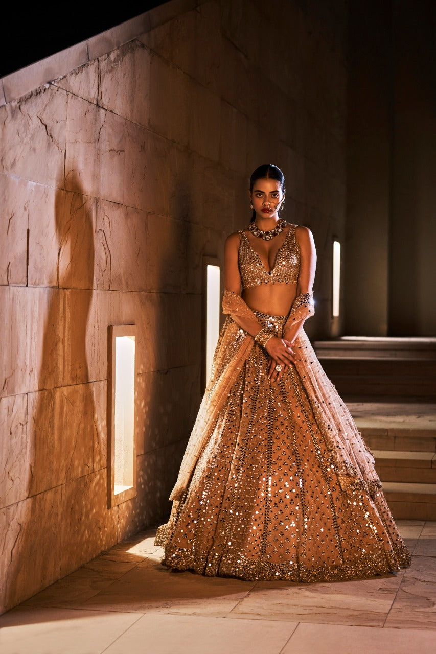 Caramel Mirror Lehenga Set