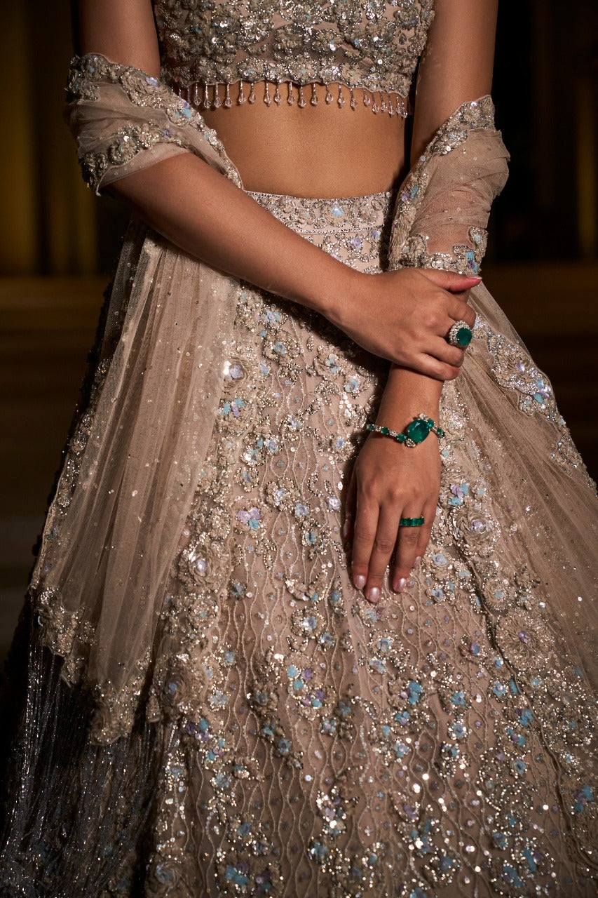 Champagne Sequin Lehenga Set