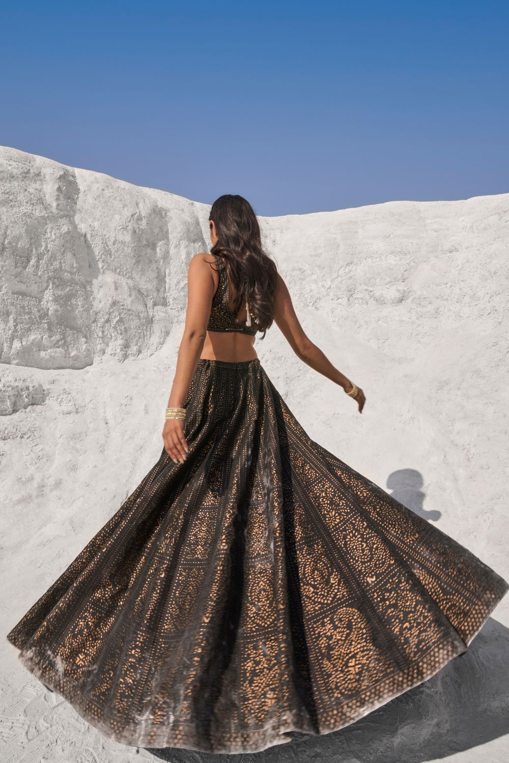 Black Cut Work Lehenga Set