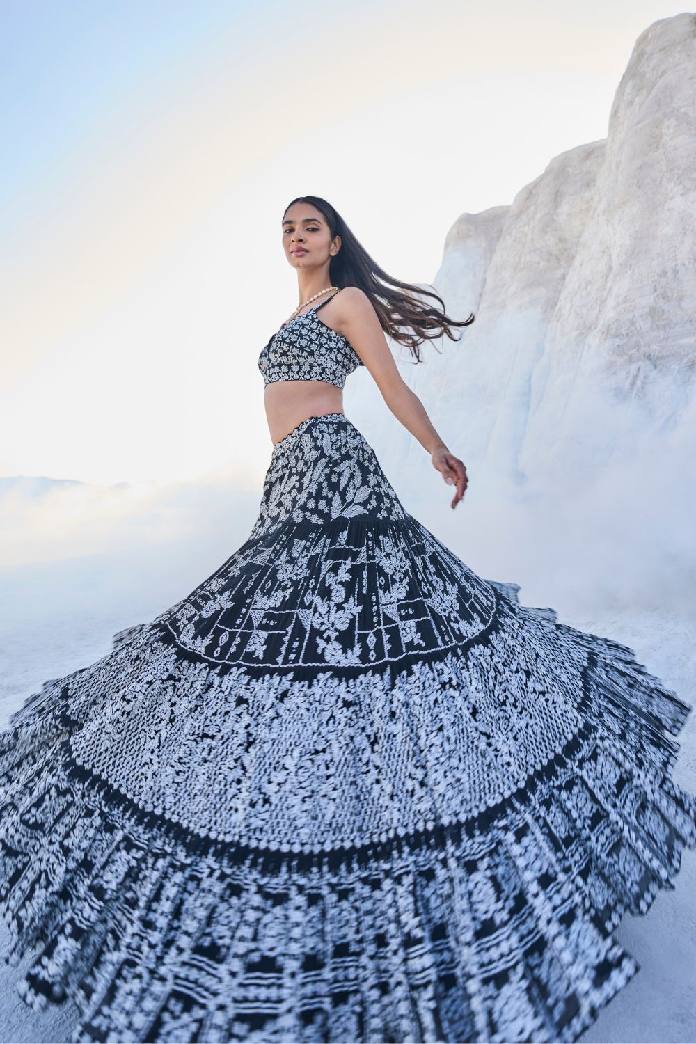 Black Multi-Tiered Lehenga Set