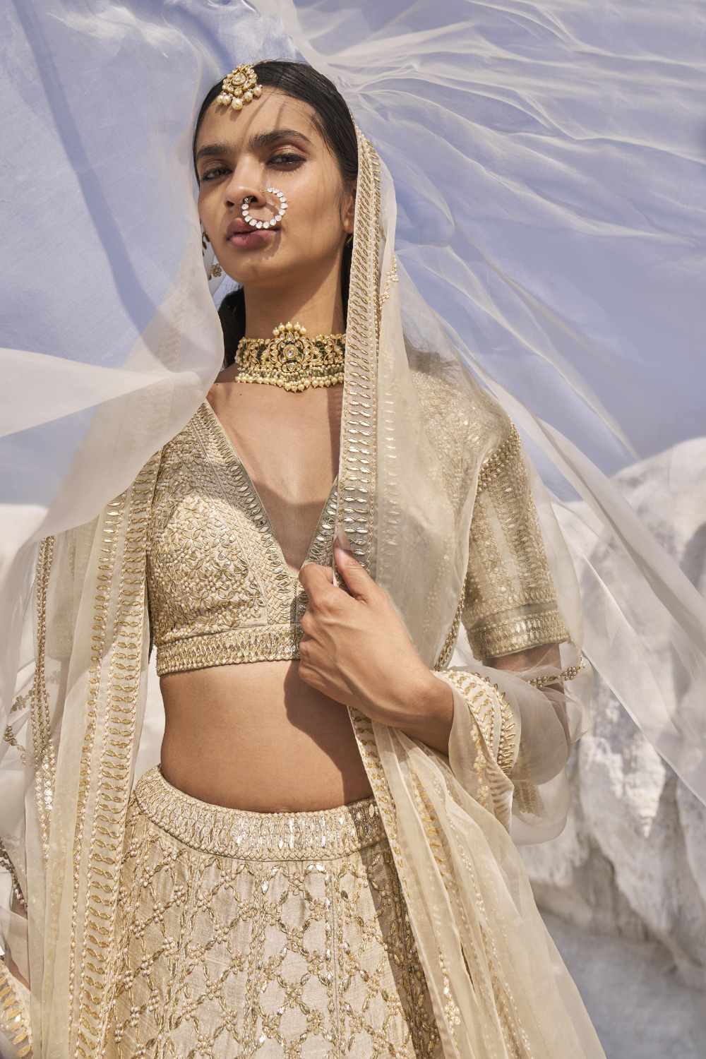 Ivory Gota Patti Lehenga Set