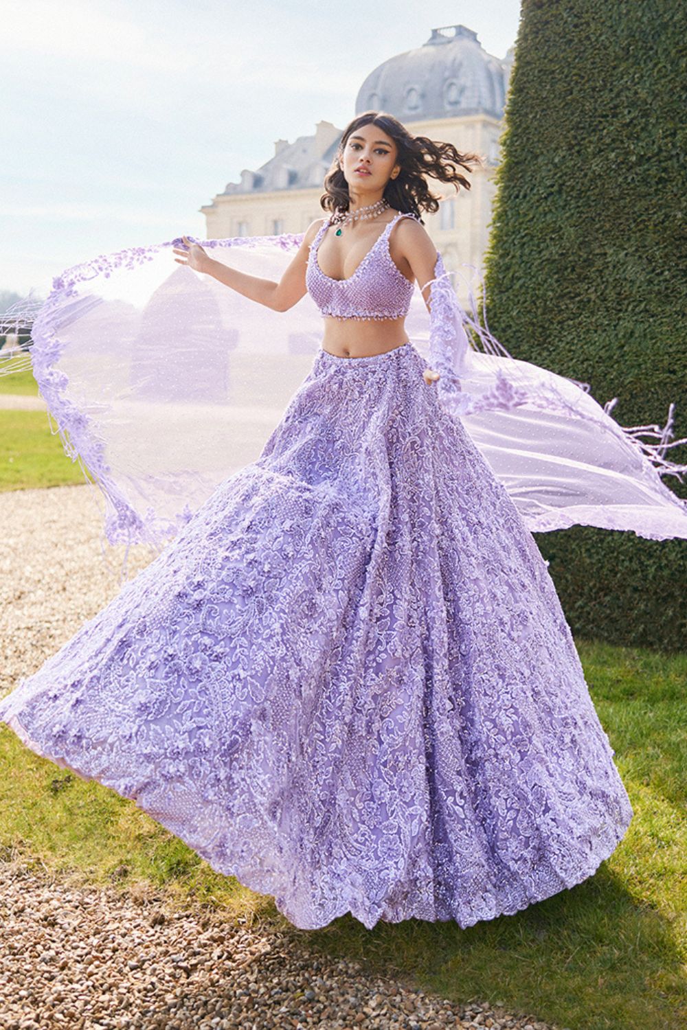 Mauve Sequin Lehenga Set