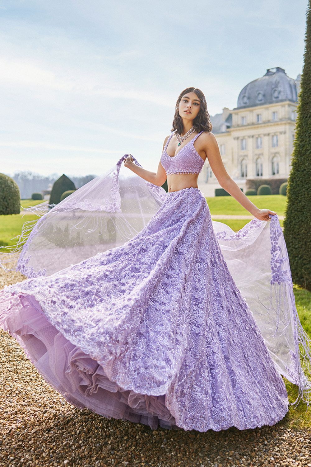 Mauve Sequin Lehenga Set