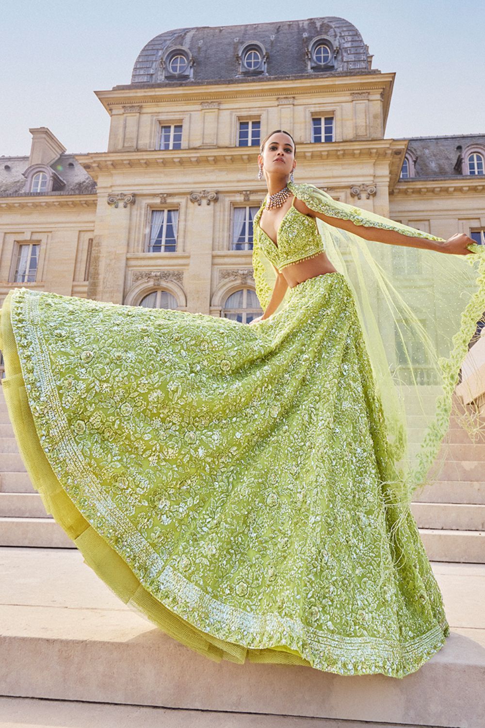 Sage Green Sequin Lehenga Set