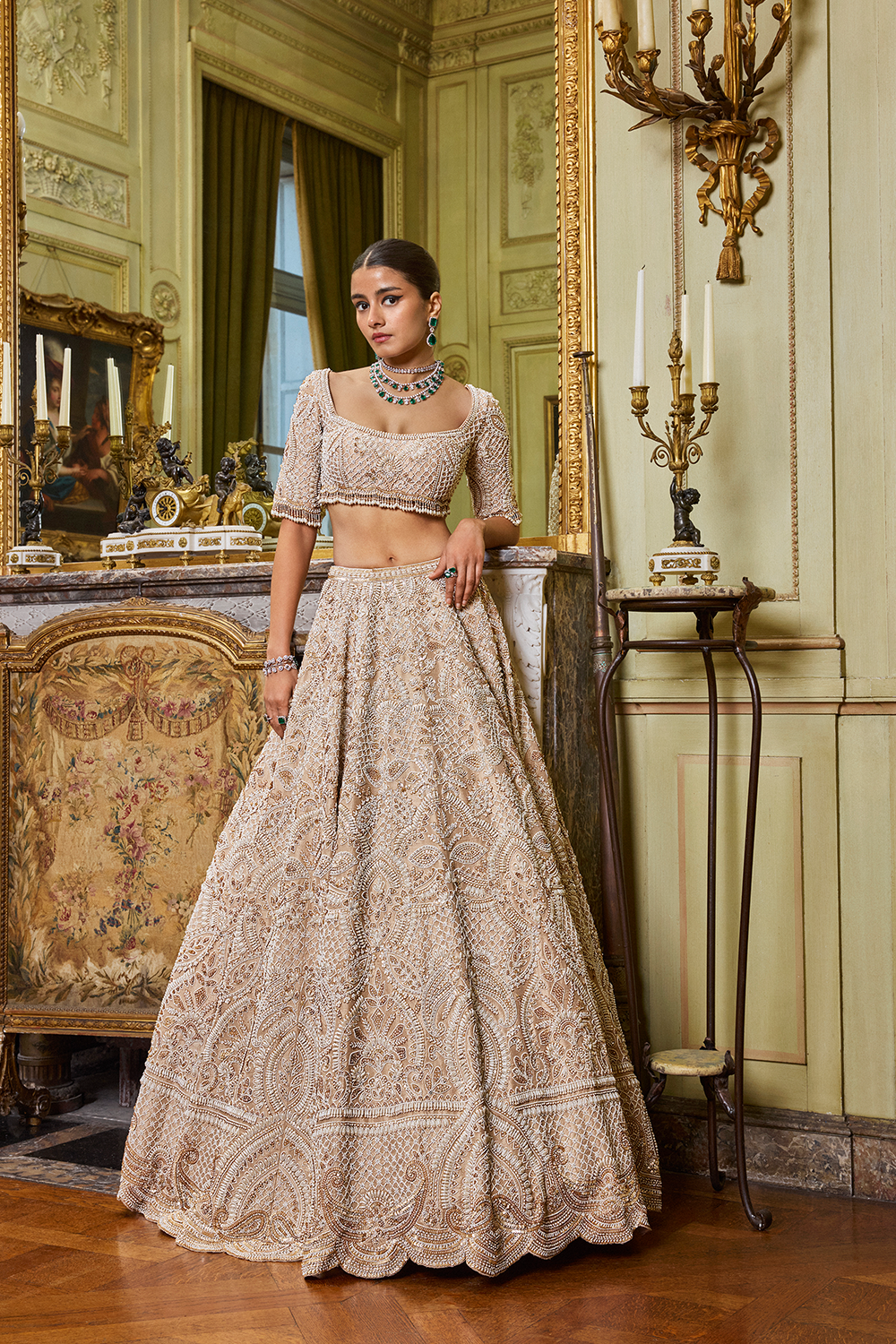 Wheat Pearl Lehenga Set