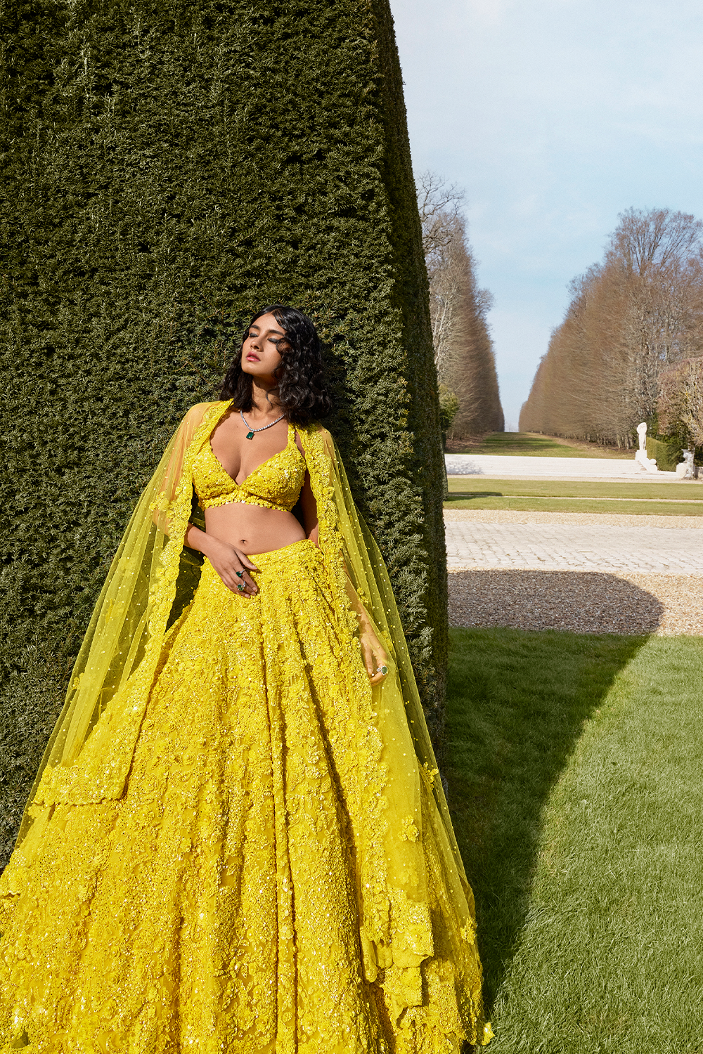 Yellow Sequin Lehenga Set