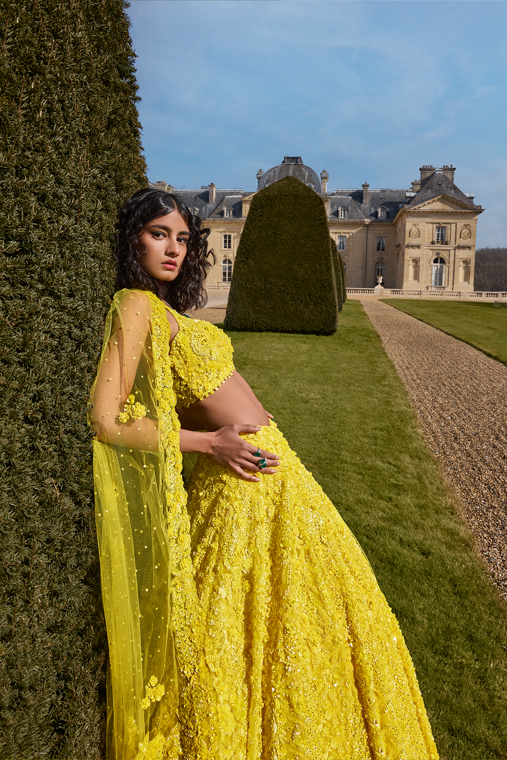 Yellow Sequin Lehenga Set