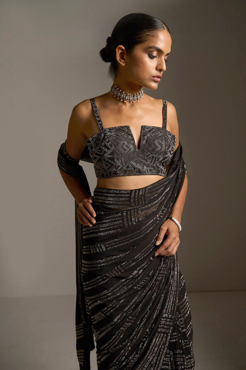 Black Crystal Saree