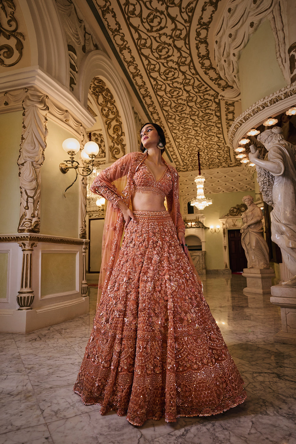 Copper Sequin Lehenga Set