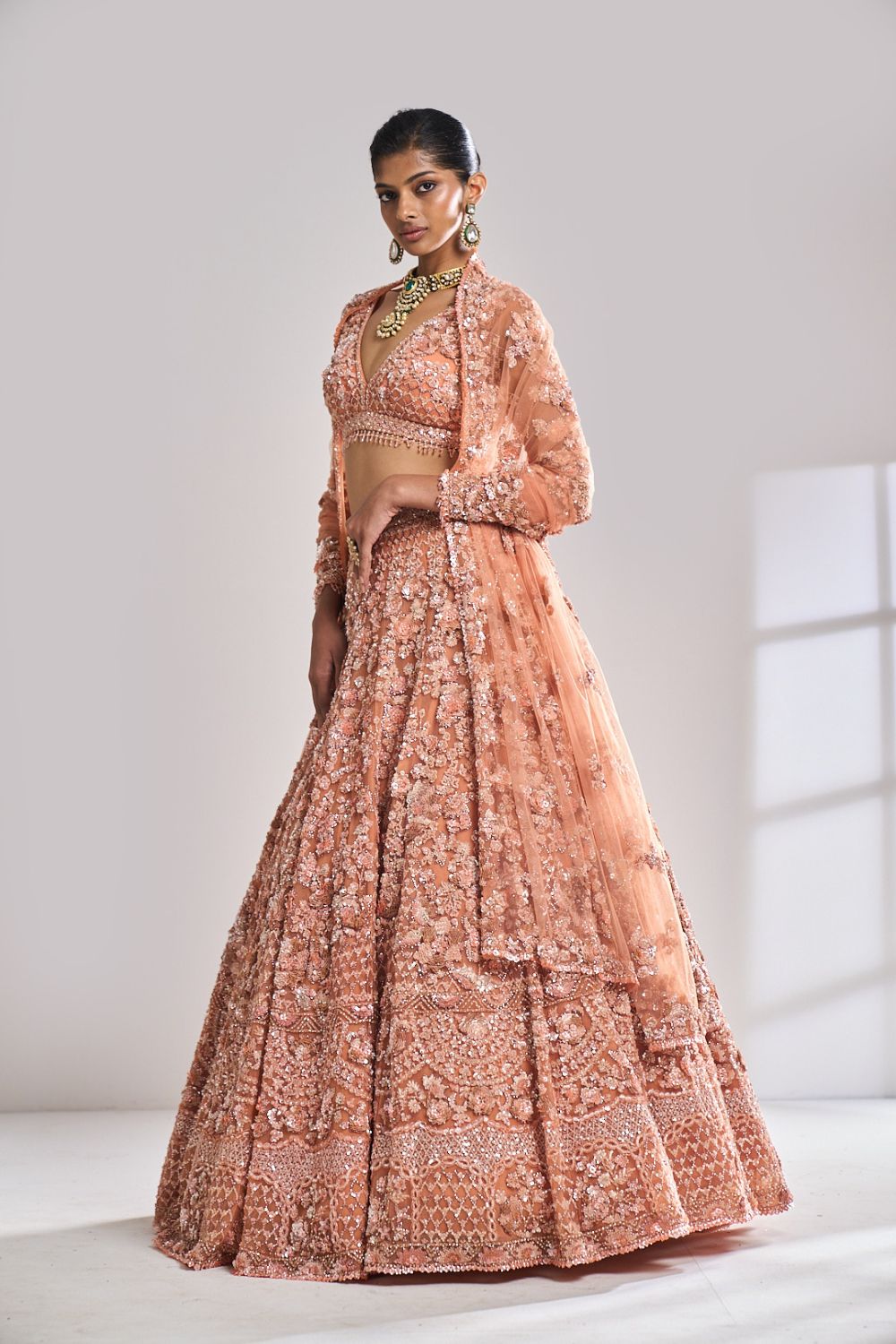 Copper Sequin Lehenga Set