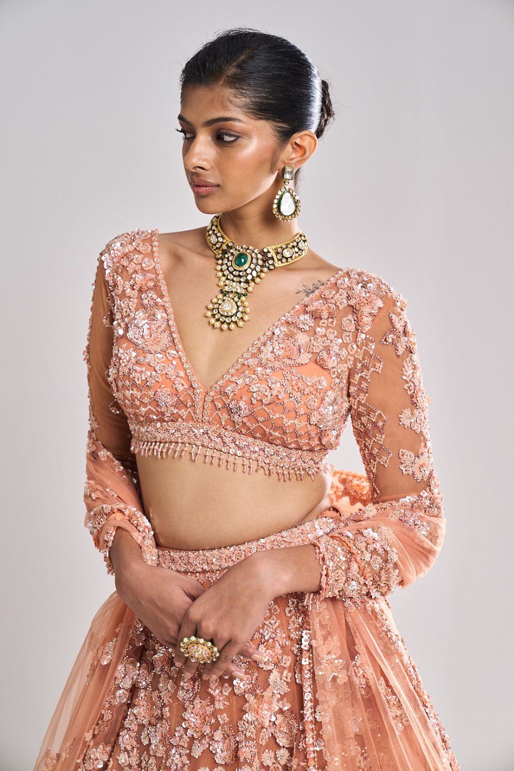 Copper Sequin Lehenga Set