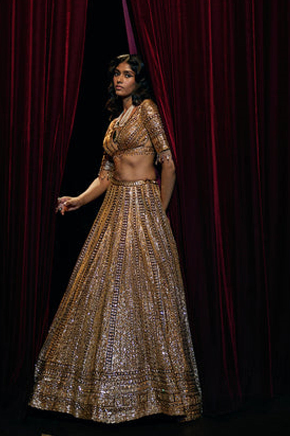 Deep Wine Sequin Lehenga Set