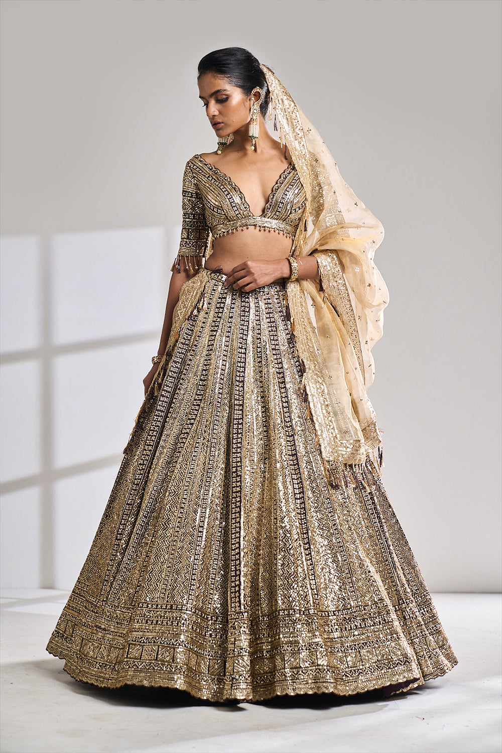 Deep Wine Sequin Lehenga Set