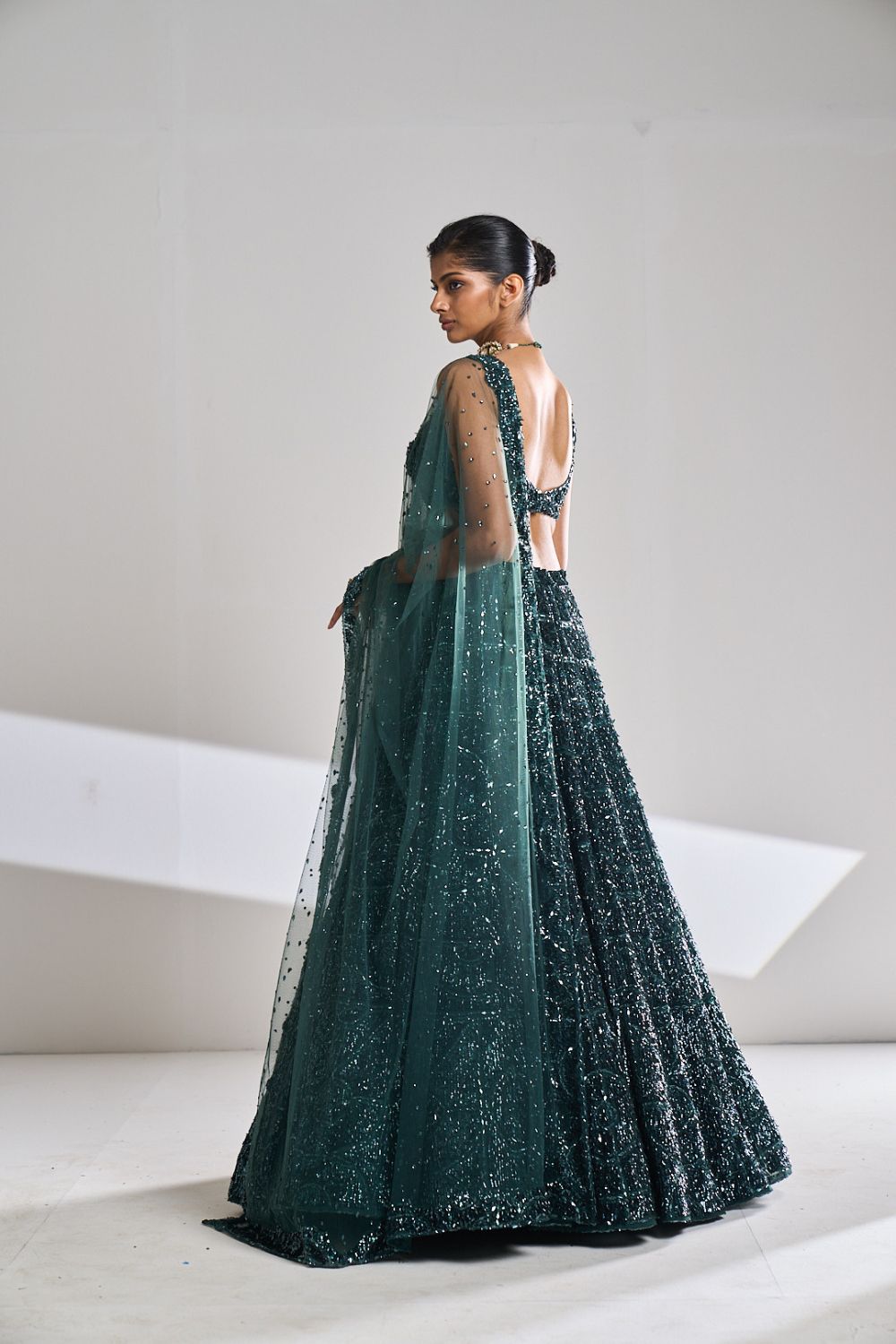 Dusty Teal Sequin Lehenga Set