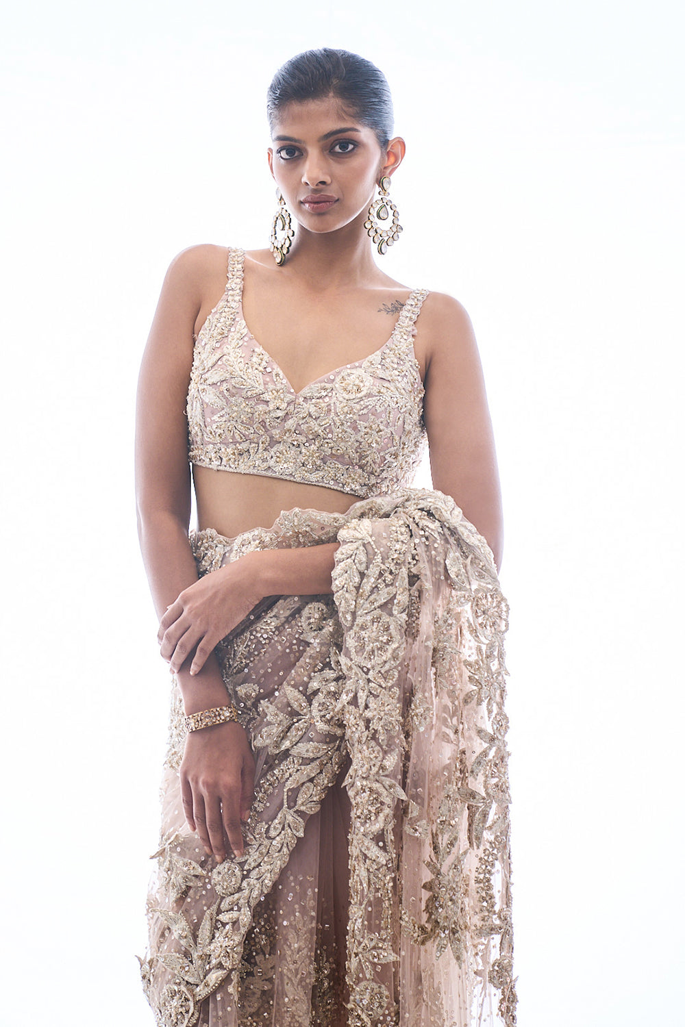 Nude Three-Dimensional Saree