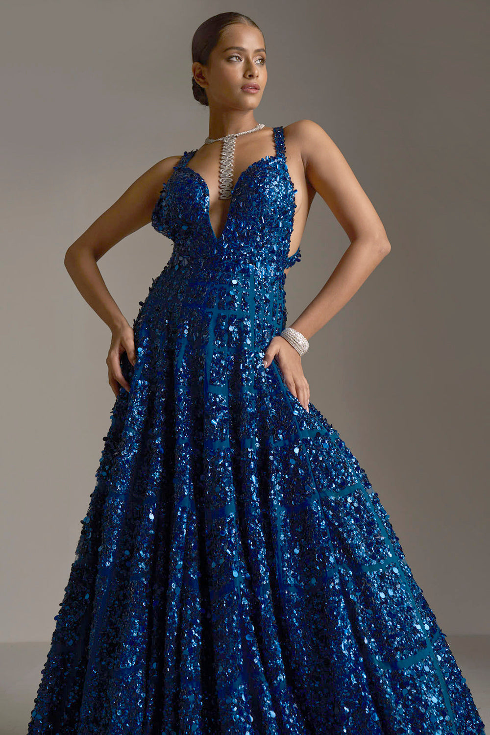 Persian Blue Sequin Gown