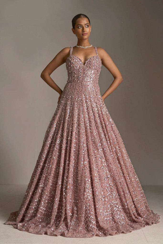 Pink sequin gown hotsell